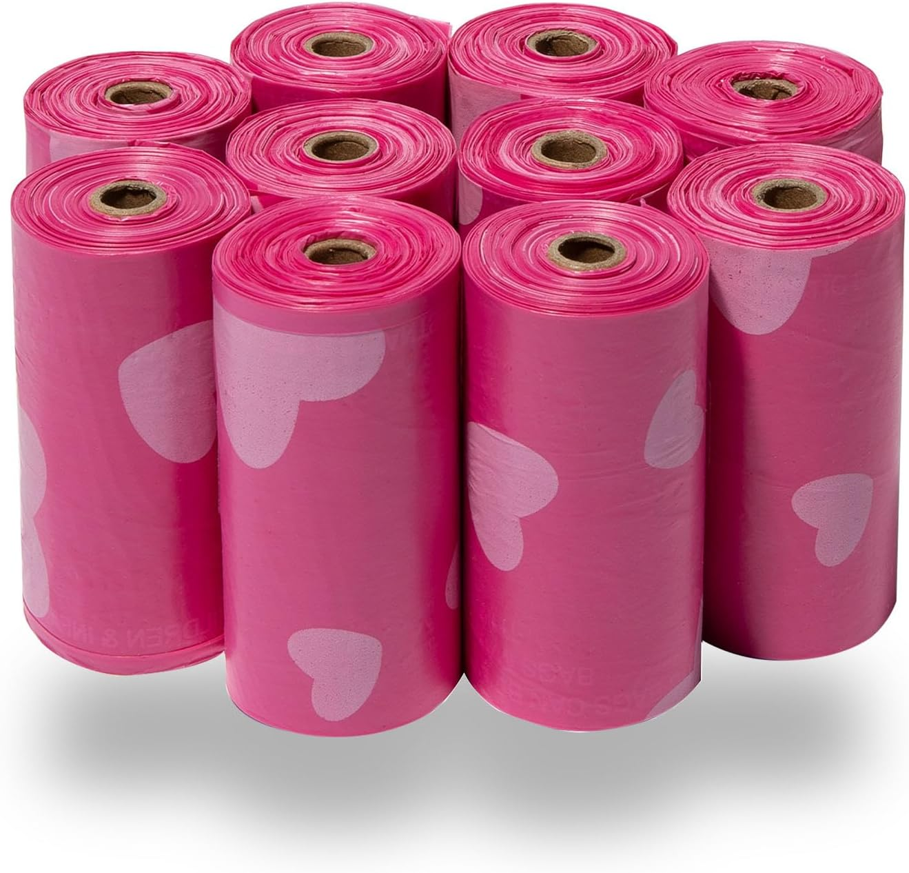 Best Pet Supplies Dog Poop Bags, Rip-Resistant and Doggie Waste Bag Refills with D2W Controlled-Life Plastic Technology - Pack of 150, Pink Heart (Scented)