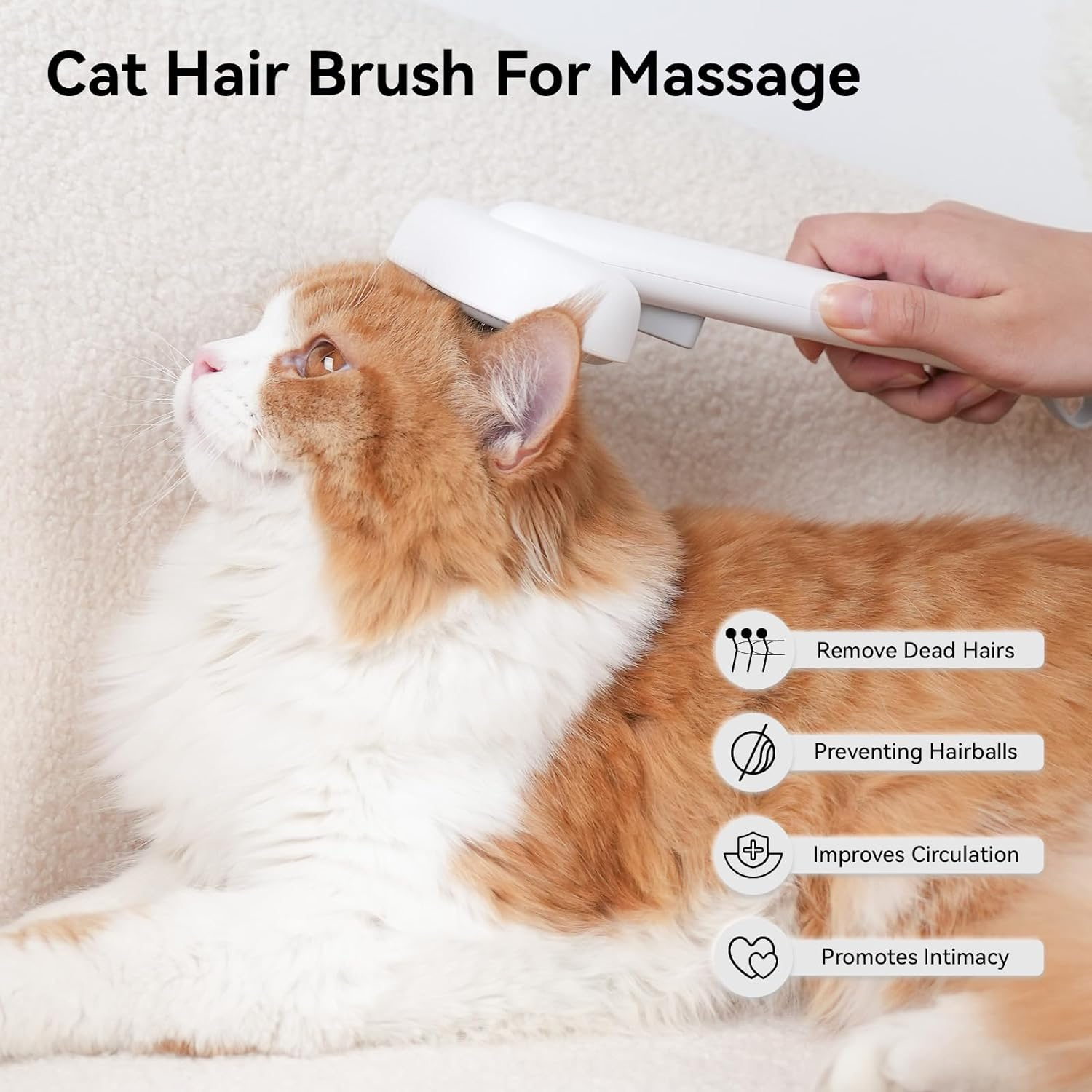 Aumuca Cat Brush with Release Button, Cat Brushes for Indoor Cats Shedding, Cat Brush for Long or Short Haired Cats, Cat Grooming Brush Cat Comb for Kitten Rabbit Massage Removes Loose Fur, White - Green image number 2