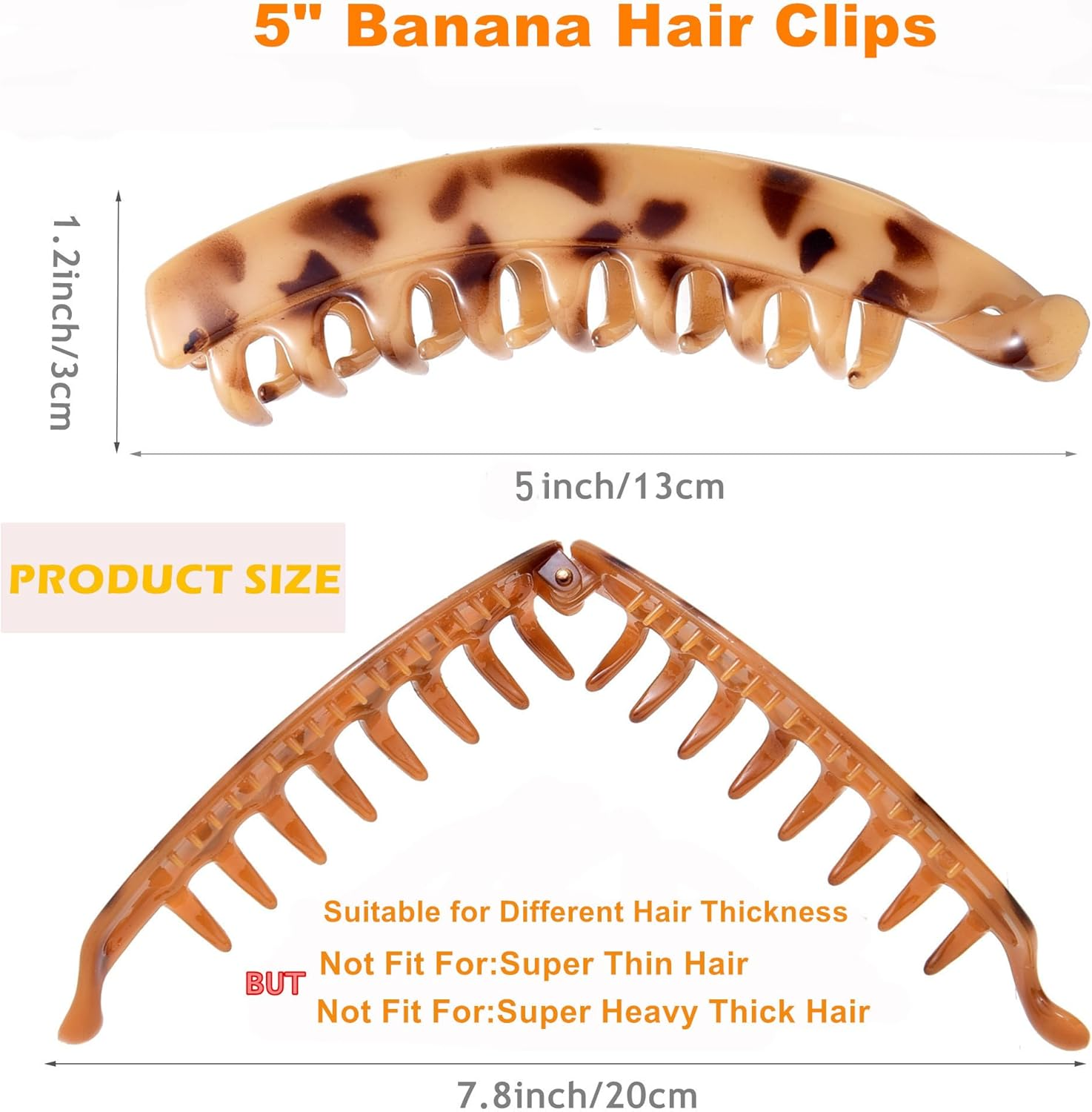 Pack of 6 Large Banana Clips Colourful Banana Hair Clip for Thick Hair, Non-Slip Ponytail Holder Clip for Women and Girls - 6 Multi Colours H image number 2