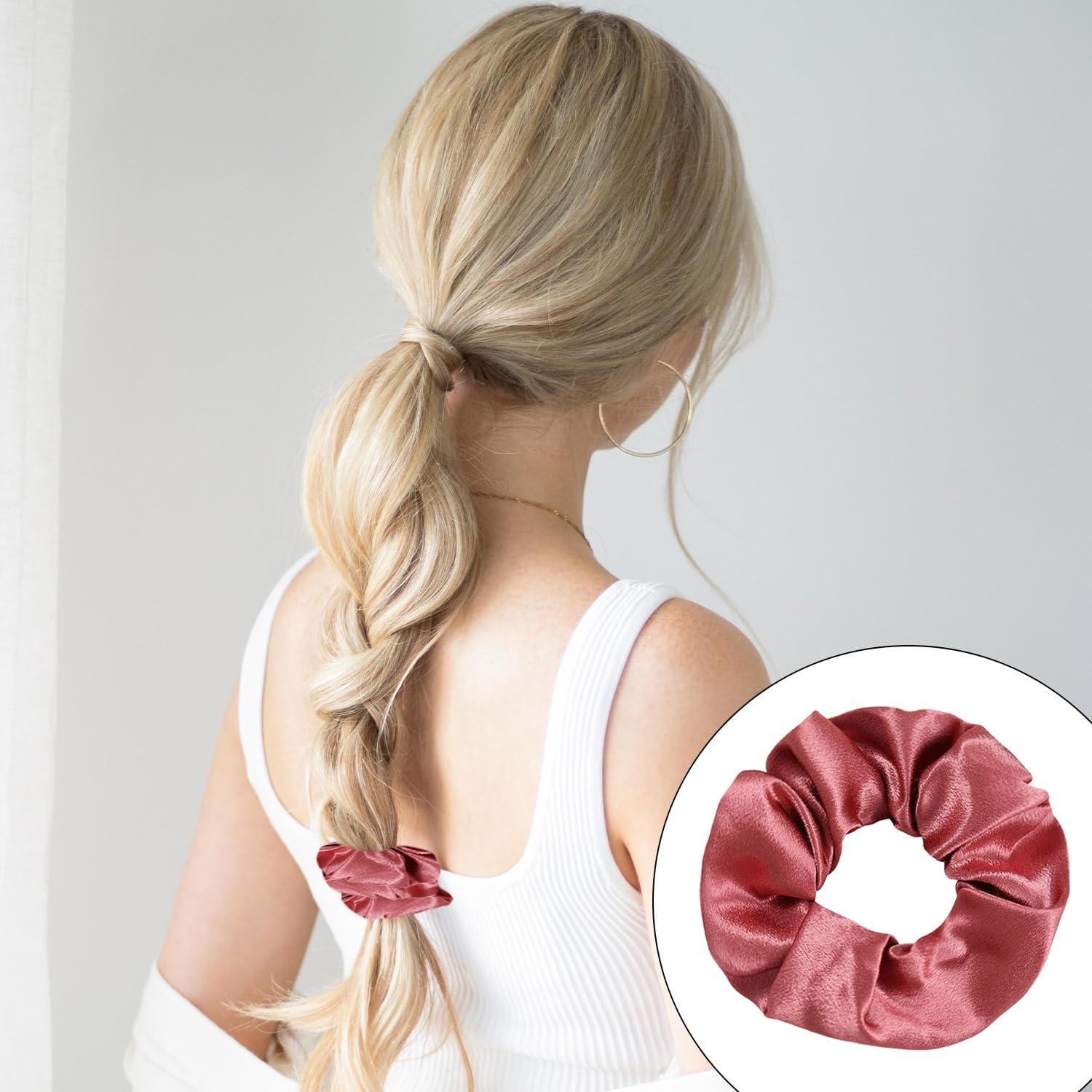 Pack of 4 Retro Hair Bobbles Satin Hair Bobbles Plain Hair Accessories Elastic Hair Ties Women Hair Accessories Hair Accessories image number 5