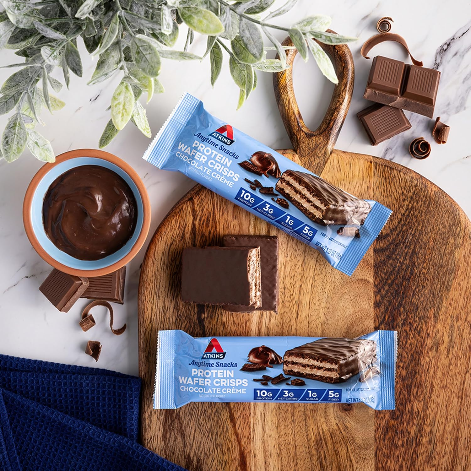 Atkins Protein Wafer Crisps, Chocolate Cr&egrave;me, Keto Friendly, 5 Count image number 3