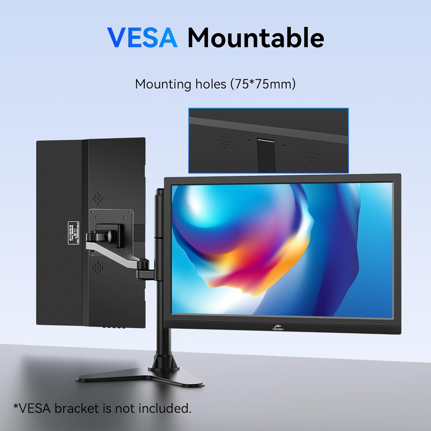 USB-C Portable Monitor - 17.3 Inch Kenowa HD 1600 * 900 Laptop Monitor with Type-C HDMI Computer Display for Win 7/8/10/11 PC Mac PS4 Xbox,Built in Speakers image number 4