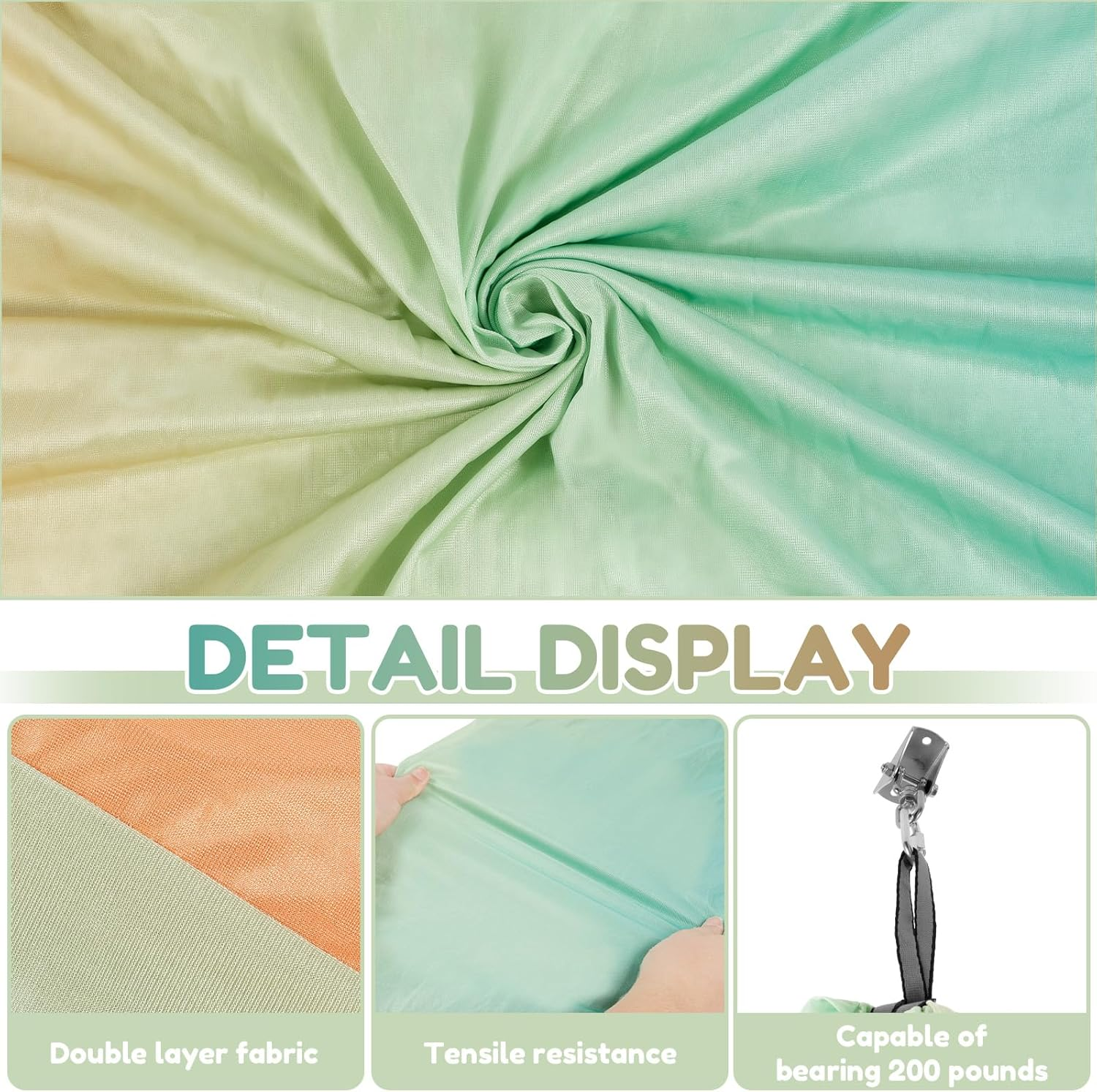 Awobepl Double Layer Kids Sensory Swing Holds up to 200 Lbs Indoor Sensory Swing Stretchfor Children Adults Indoor Outdoor Use image number 6