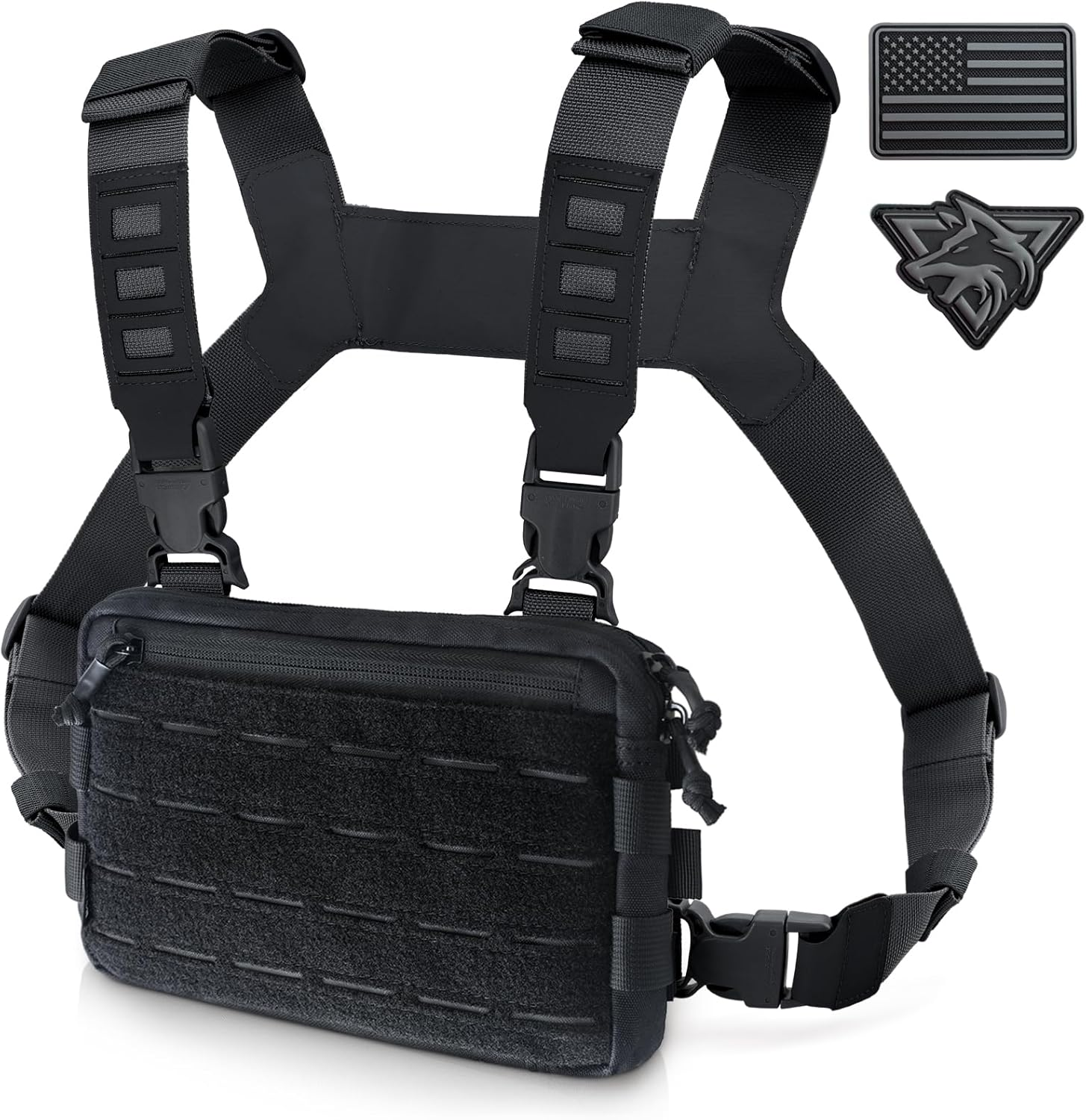 WYNEX Tactical Chest Rig Pack for Men, Running Chest Bag with Front Loop Recon Chest Rigs for Hunting Outdoor EDC