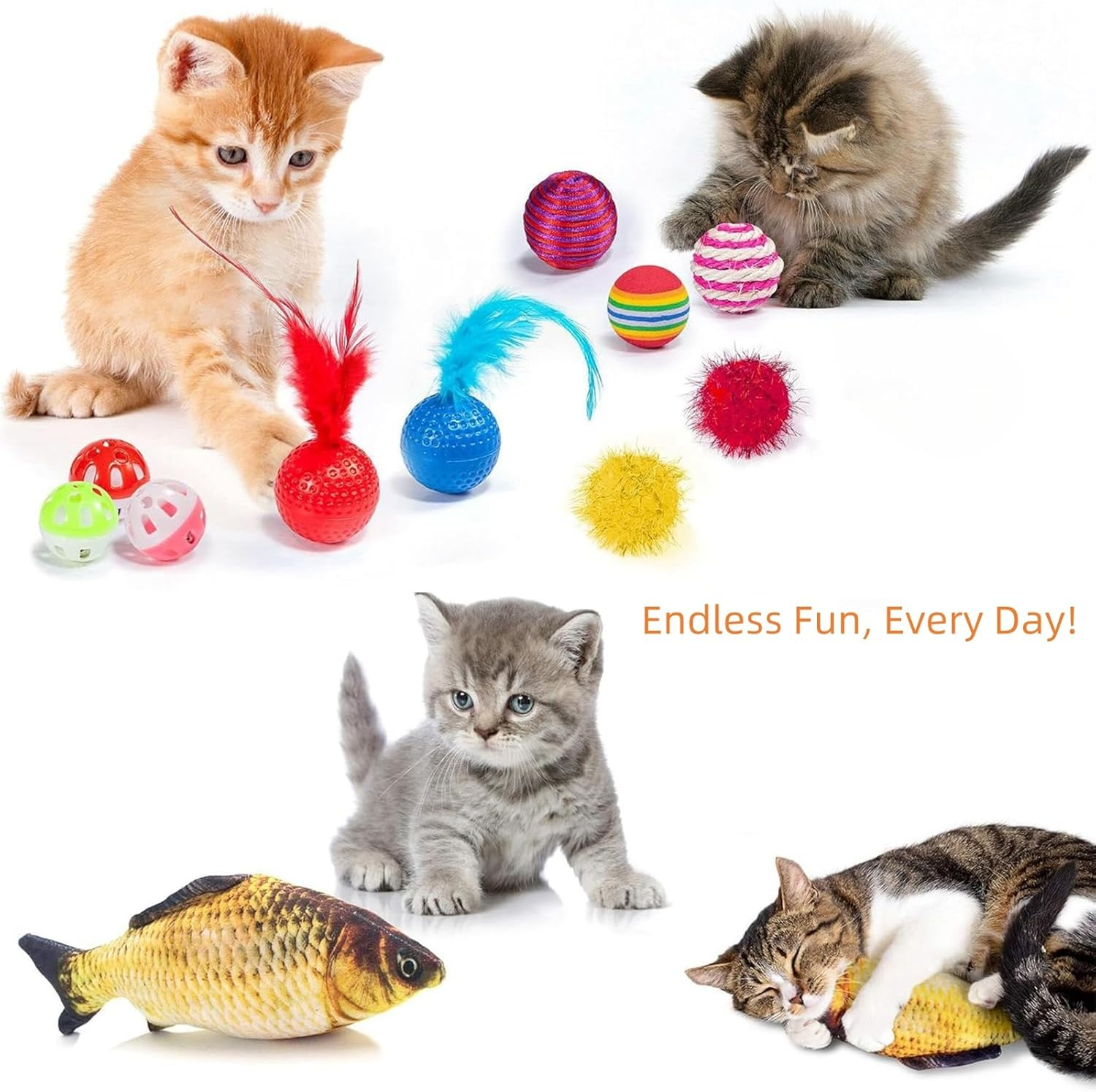 27 Pcs Cat Toys Set for Indoor Cats, Assorted Small Animal Toys with 3-Way Double-Layer Durable Cat Tunnel, Feather Teaser Wand, Fluffy Mice, Crinkle Balls, and More, Safe and Fun Interactive Toy Kit image number 2