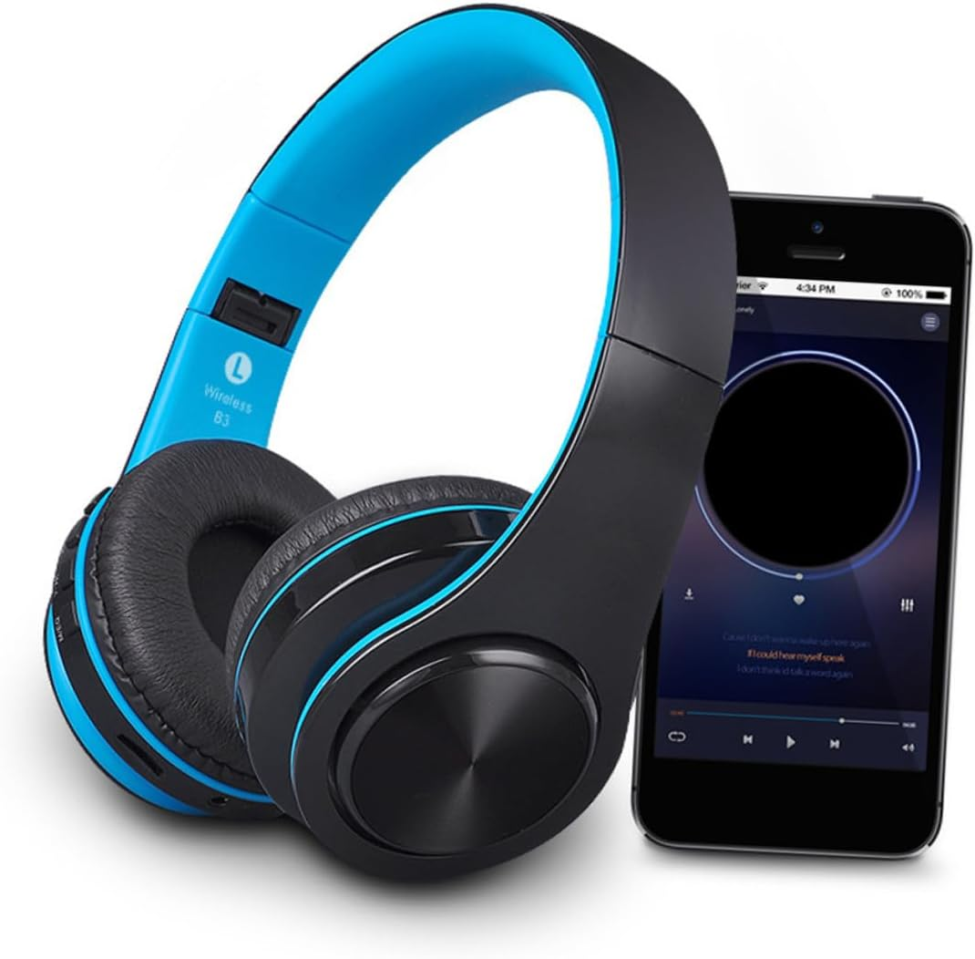 POPETPOP Wireless Wireless Audio Headphone Memory Card Slot Foldable Over-Ear Design for Gaming and Music Stereo Sound Quality image number 2