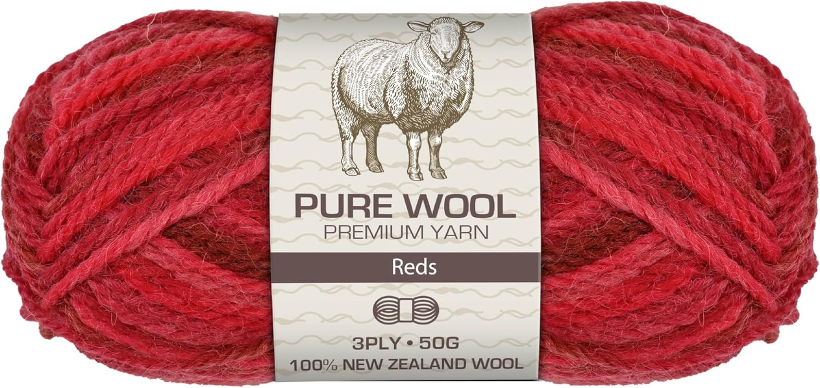 3-Ply Pure Wool 50 G, Reds image number 2