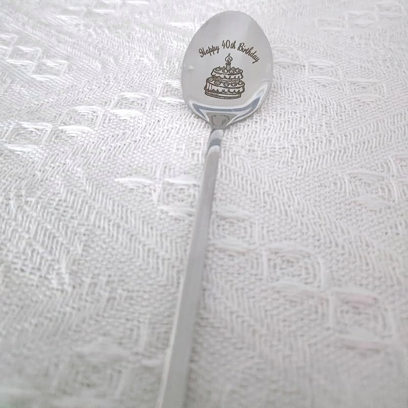 RFTWXHPN Happy 40Th Birthday Spoon Gifts for Women Men 40 Yr Old Birthday Gifts for Aunt Brother 40 Years Old Birthday Gifts Men Women 40 Th Birthday Gifts for Son Mom Ice Cream Spoons image number 2