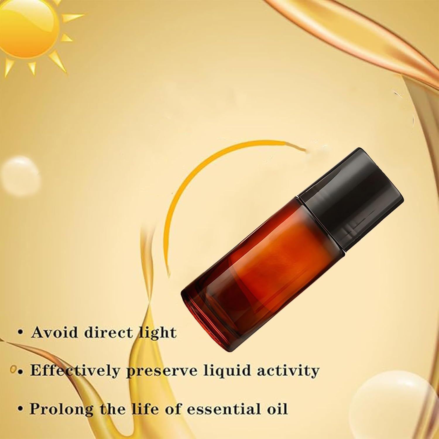 Mashano 4 Piece Empty 30Ml Amber Glass Essential Oil Bottles with Tumblers - Refillable Leak Proof Empty Thick Amber Glass Bottles image number 1