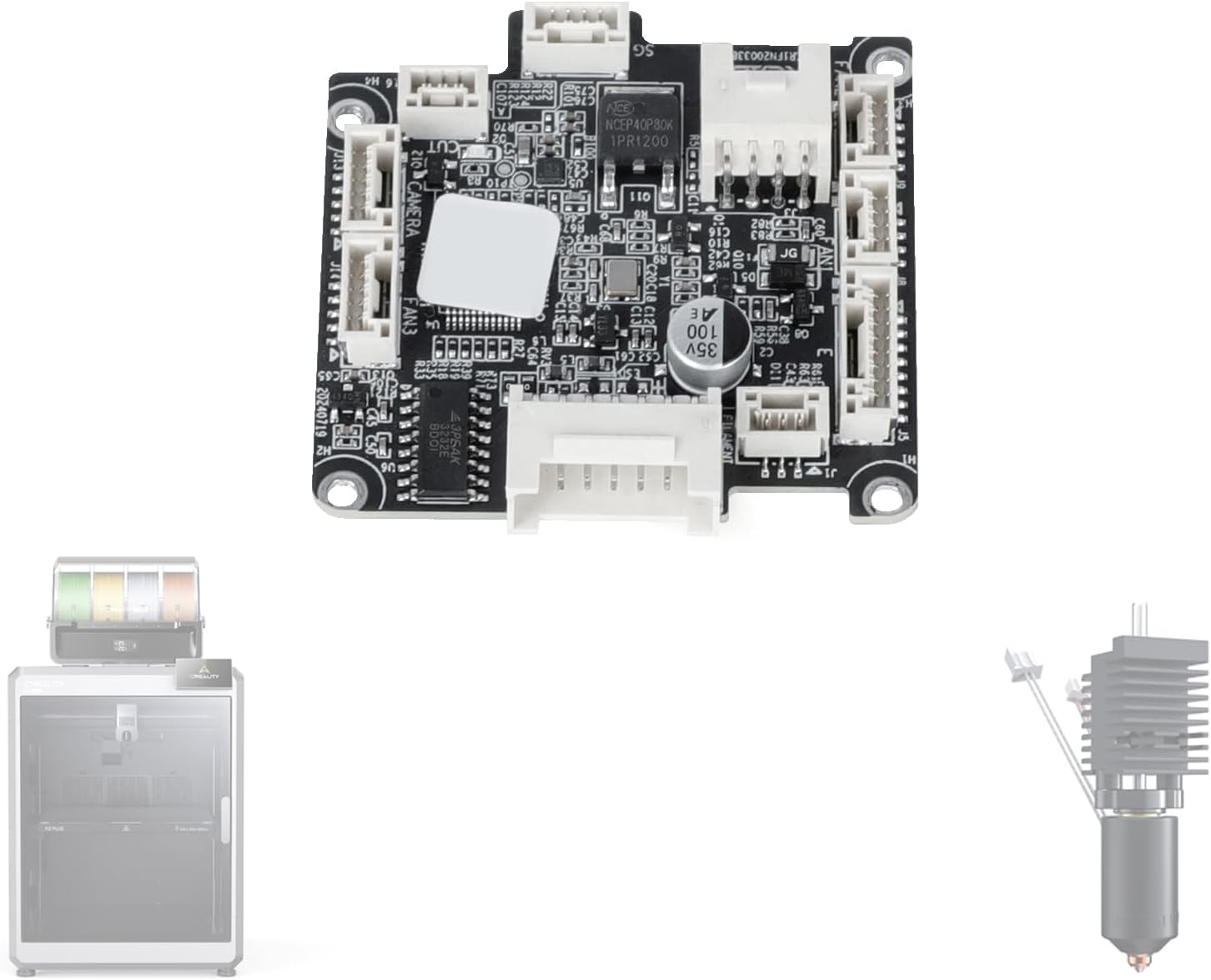 Creality K2/K2 Pro/K2 plus Printhead Adapter Plate/Motherboard PCBA (GD32F303CBT6) - Original Replacement Parts with Video Aftersales Guide