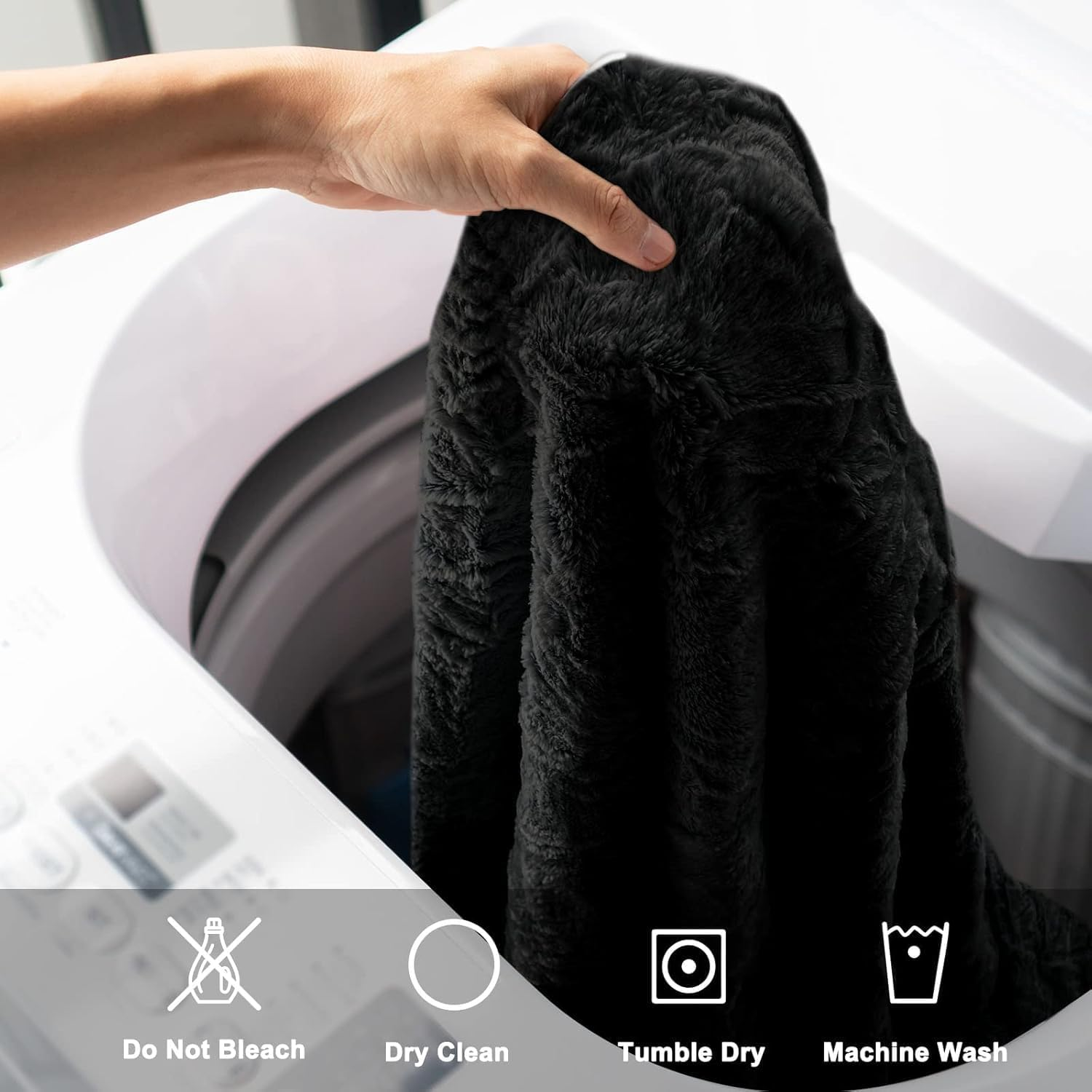 Bean Bag Chair Cover without Filler, Big round Soft Fluffy PV Velvet Washable Bean Bag Lazy Sofa Bed Cover for Adults,Living Room Bedroom Furniture Outside,180X65Cm, Black