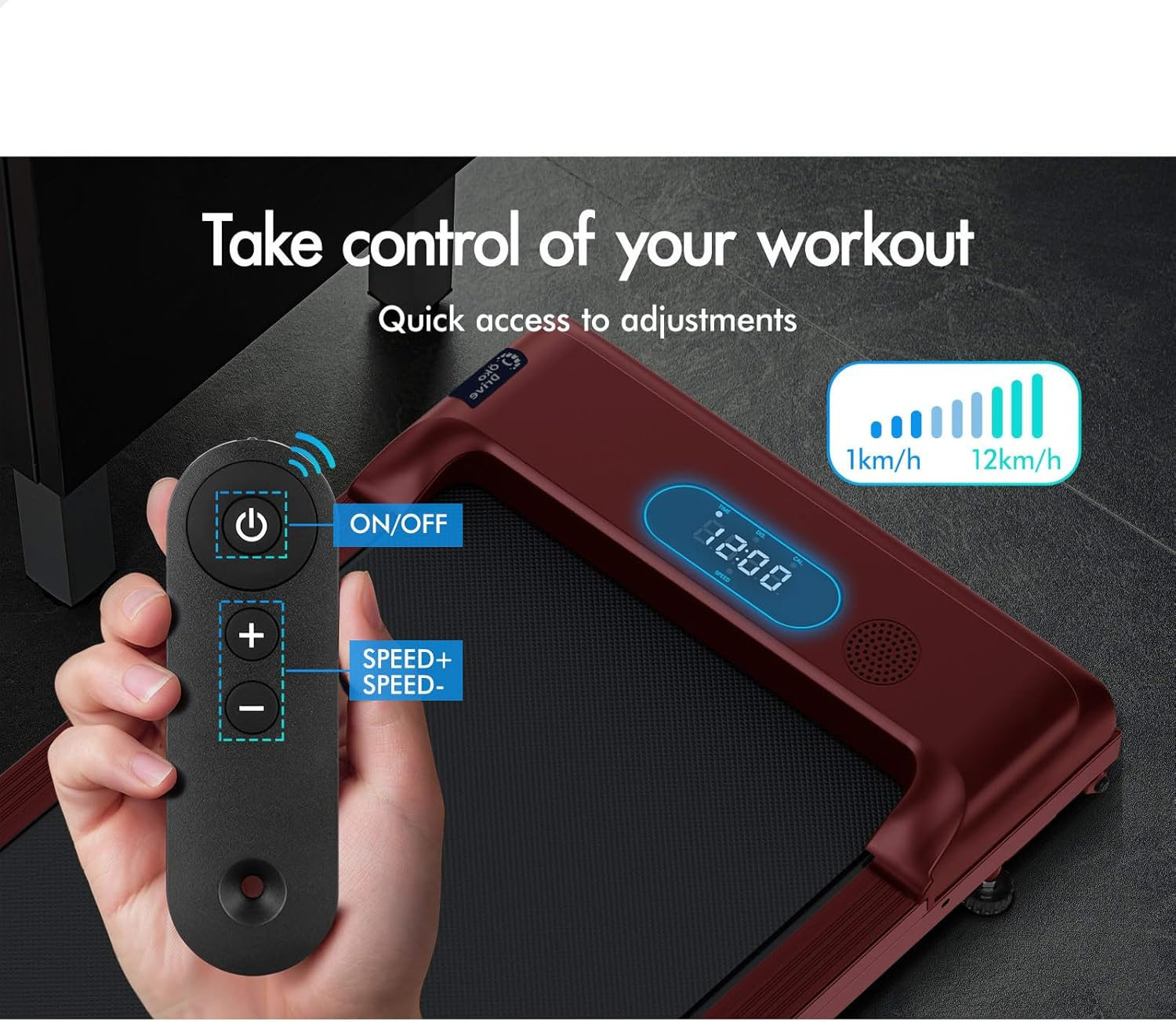 BLACK LORD Foldable Walking Pad Treadmill with Handle 2.4HP, 380Mm Belt Running Machine for Home Gym, Portable under Desk Treadmill Trainer with Remote Control, SL9-H Series image number 3