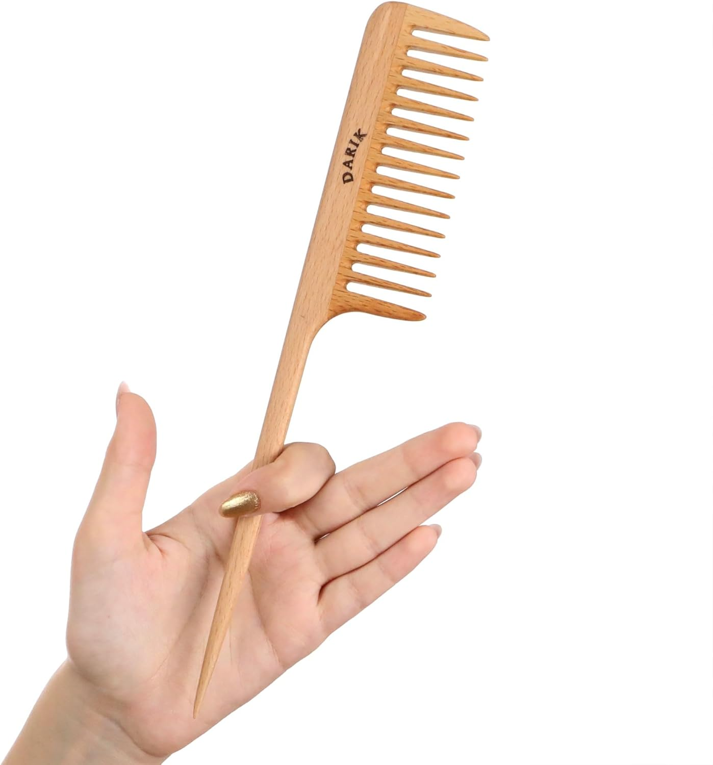 Wide Tooth Wooden Comb | Cepillo Ancho De Madera Para Cabello | Natural Hairbrush | Vintage Style Hairbrush | Wood Comb for Gentle Styling | Anti-Static Hair Comb (Wide Tooth Tail Comb)