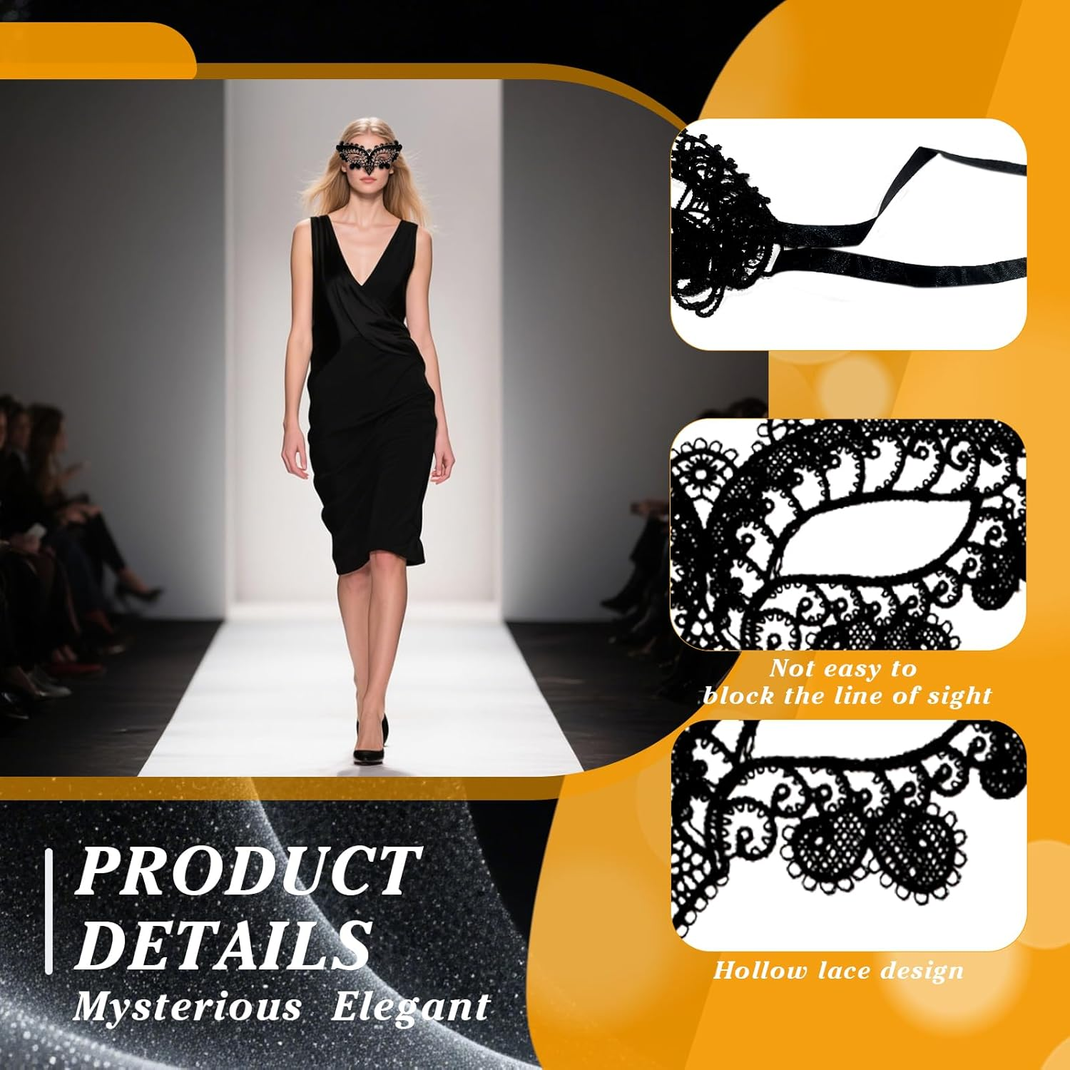 4-Piece Lace Masquerade Mask Set &ndash; One-Second Transformation Party Essential: Halloween Mask, Cat Mask, Masquerade Masks, Black Face Mask, Masquerade Mask Women. image number 2