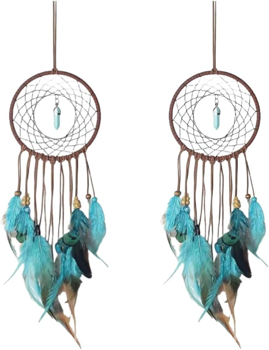 2 Pack DIY Feather Dream Catcher Kits Turquoise Wall Hanging Boho Decor Handmade Dream Catcher for Adults and Dream Catchers Wall Decor ﻿ image number 3