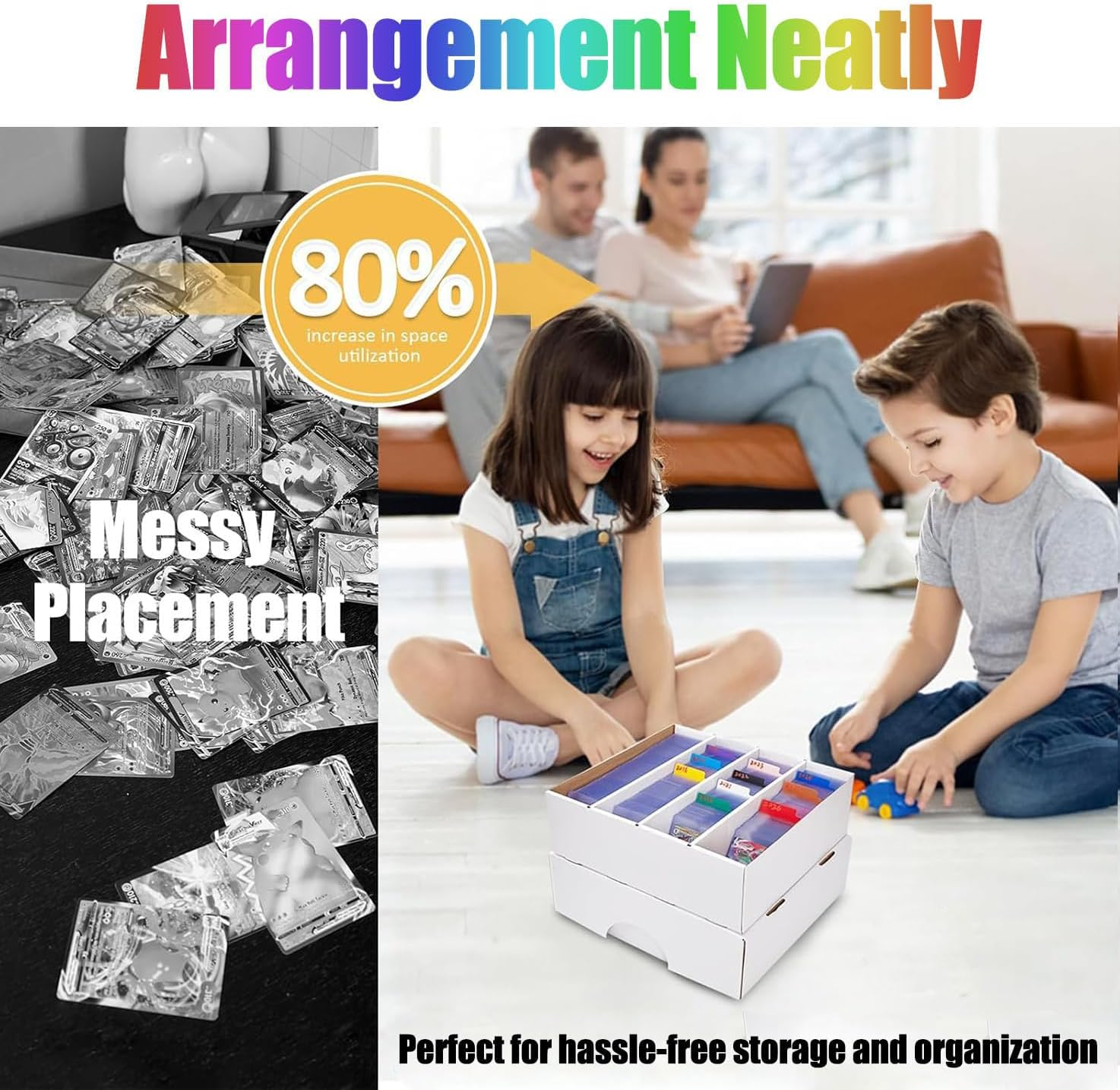 WADY 3200Count Trading Card Storage Box with Lid, Storage Case, Magic Keeper, Trading-Card Storage Box, 4-Row Corrugated Board Box Organizer for Tcg/Magic/Mtg Storage and Collection image number 2