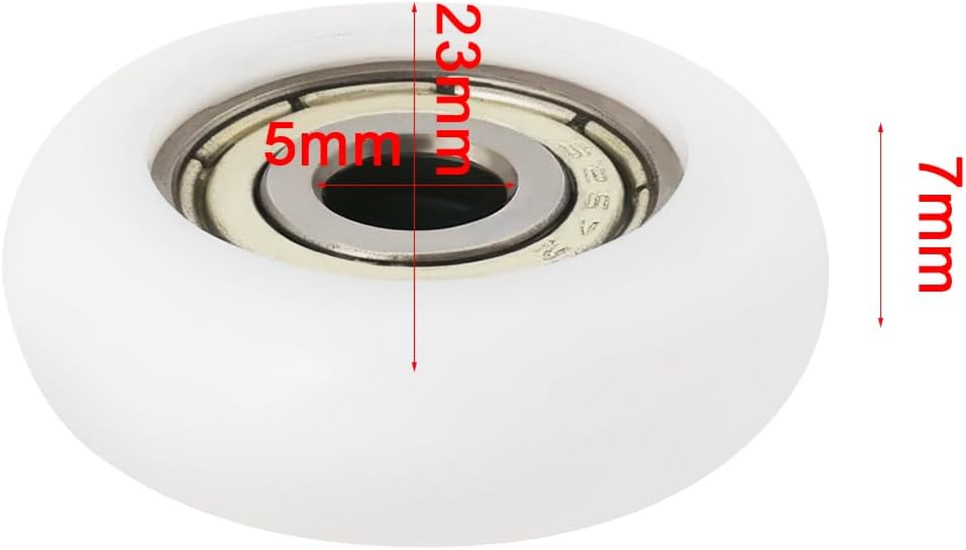Create Idea 10Pcs Nylon Carbon Steel Pulley Wheels Ball Bearing Guide Roller for Furniture Hardware Accessories Sliding Doors Glass Sliding Doors (5X23X7Mm) image number 4