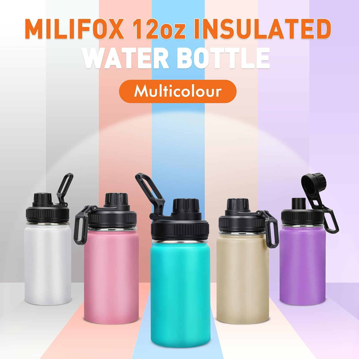 Milifox Insulated Water Bottle Stainless Steel Mini with Double Wall Vacuum Wide Mouth Leakproof BPA Free Keep Cold and Hot 350ML - Purple image number 3