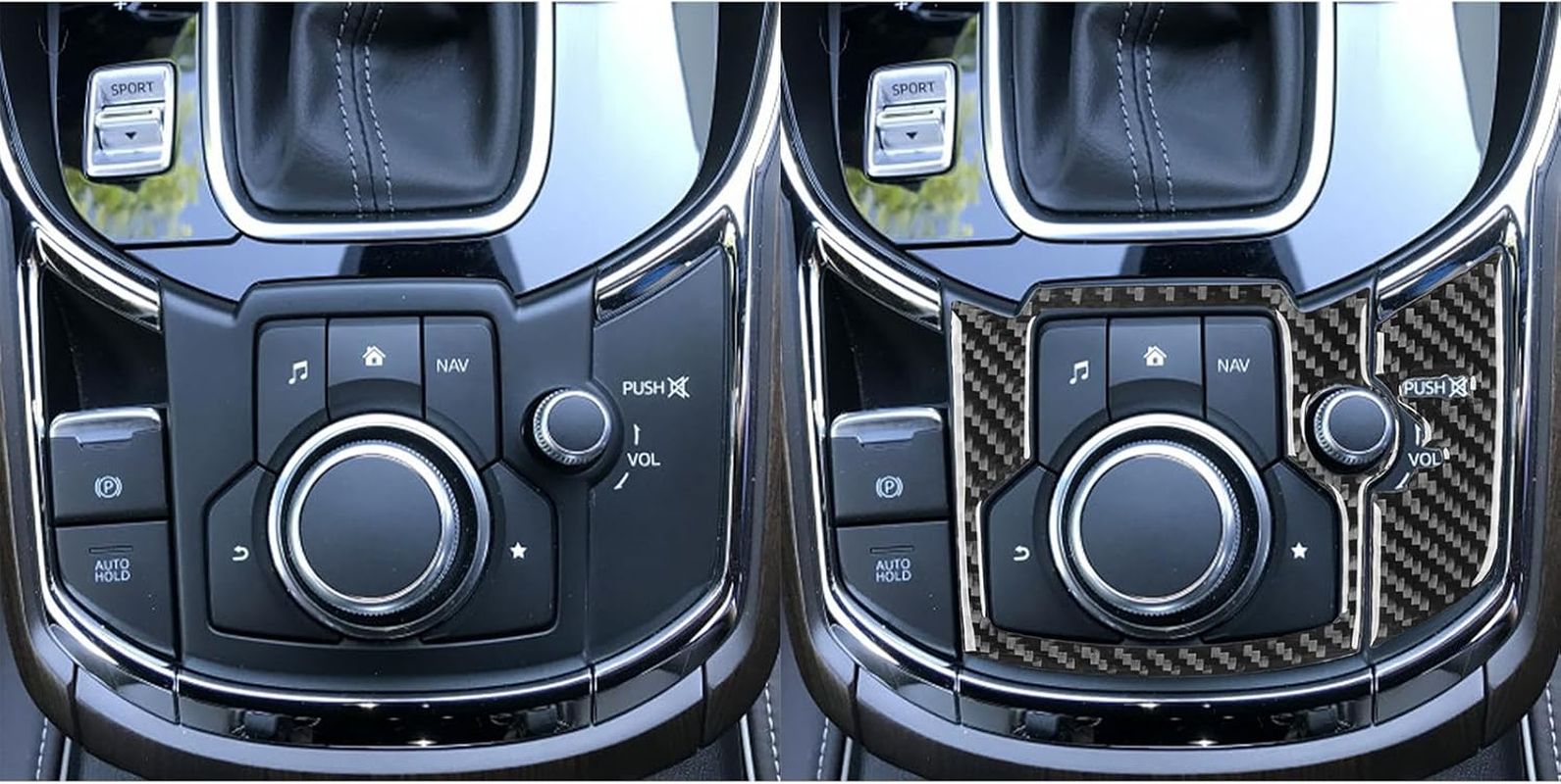 NVCNX Real Premium Carbon Fiber Car Center Console Panel Cover Trim Interior Accessories Compatible with Mazda CX9 CX-9 2020 2021 2022 2023 Black image number 1