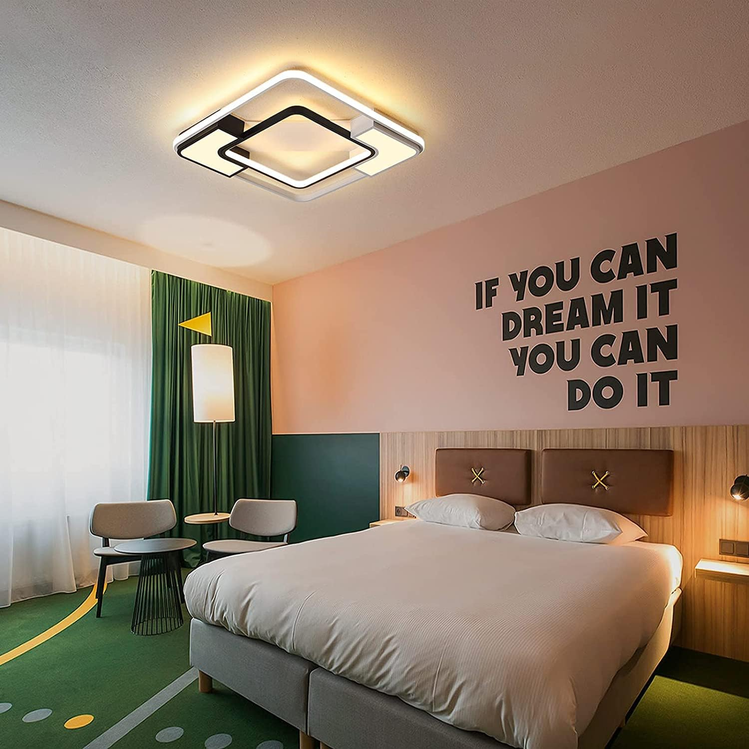 Oninio Modern LED Ceiling Light,Square Acrylic LED Chandelier Flush Mount Ceiling Light for Bedroom Living Room Dining Room Kitchen Office,Dimmable/40W/2400Lm/3000-6500K - 30W/Round/Dimmable image number 4