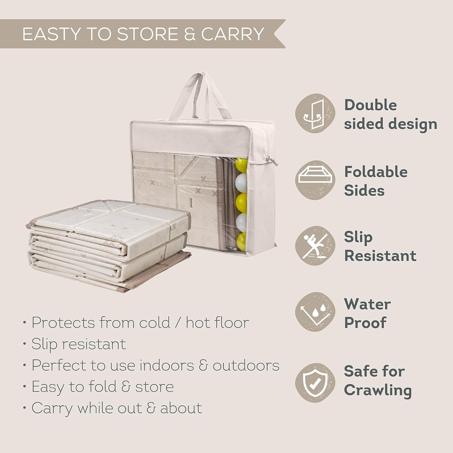 Taf Toy Fold 'N Fun Waterproof Baby Mat with Fold up Sides, Includes 12 Colourful Balls