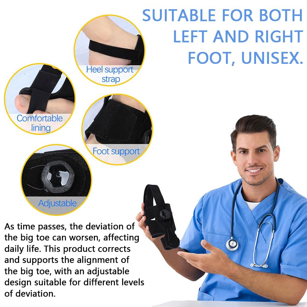 Bunion Corrector for Women & Men &ndash; Adjustable Orthopedic Big Toe Splint for Hallux Valgus Pain Relief, Toe Separator for Day & Night Support, Fits Left or Right Foot(Right) image number 2