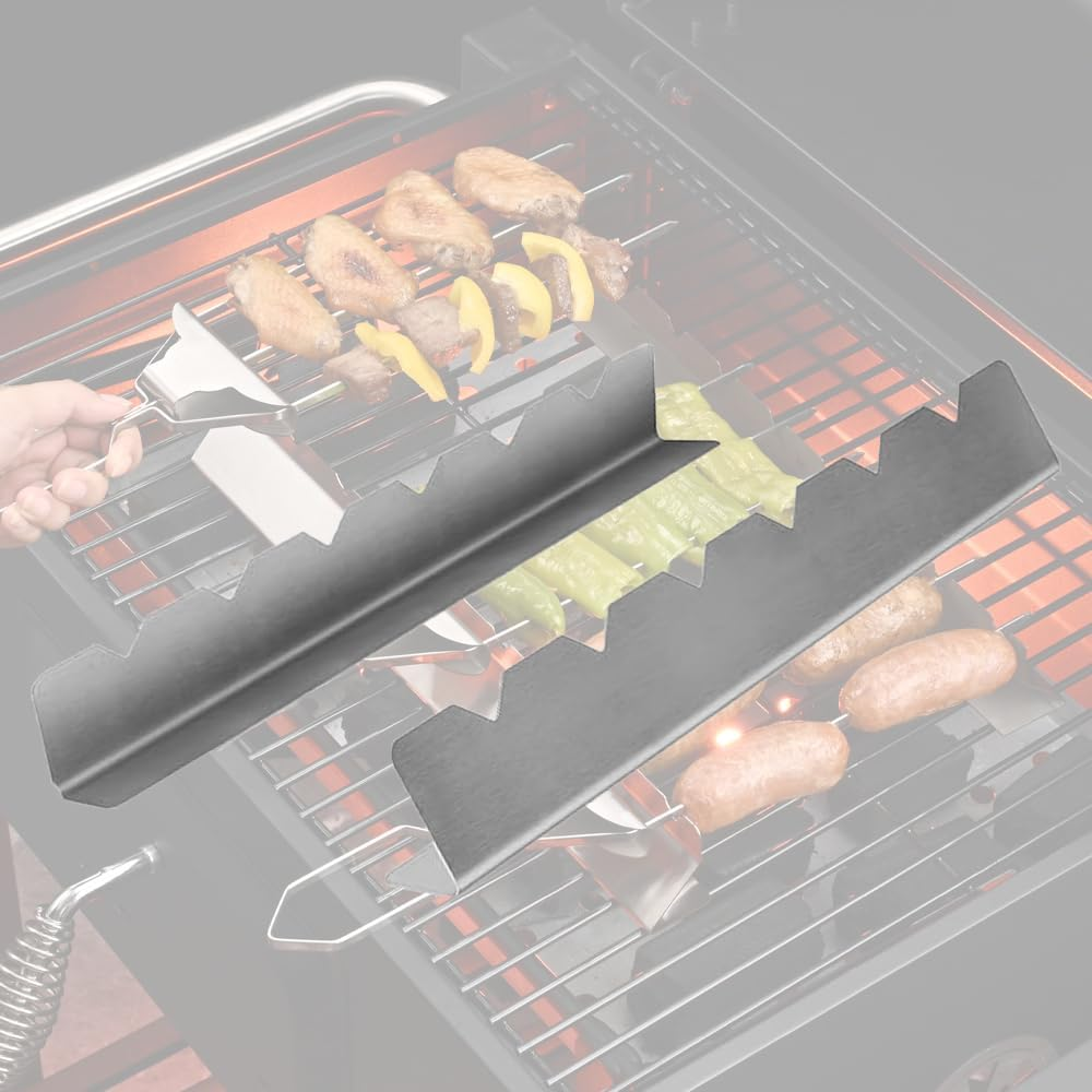 WEZCHUGHAOL Kabob Skewers Rack Set of 2, Stainless Steel Skewers Holder with 9 Notch Compatible with Wood, Bamboo, Round, Metal, Flat Skewers for Grilling, BBQ Grilling Accessories image number 6
