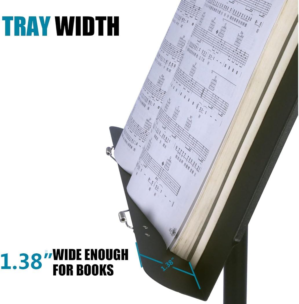 Music Stand, Adjustable Sheet Music Stand Foldable Travel Metal Music Folder and Clip for Instrumental Performance Guitar, Ukulele, Violin Players image number 1