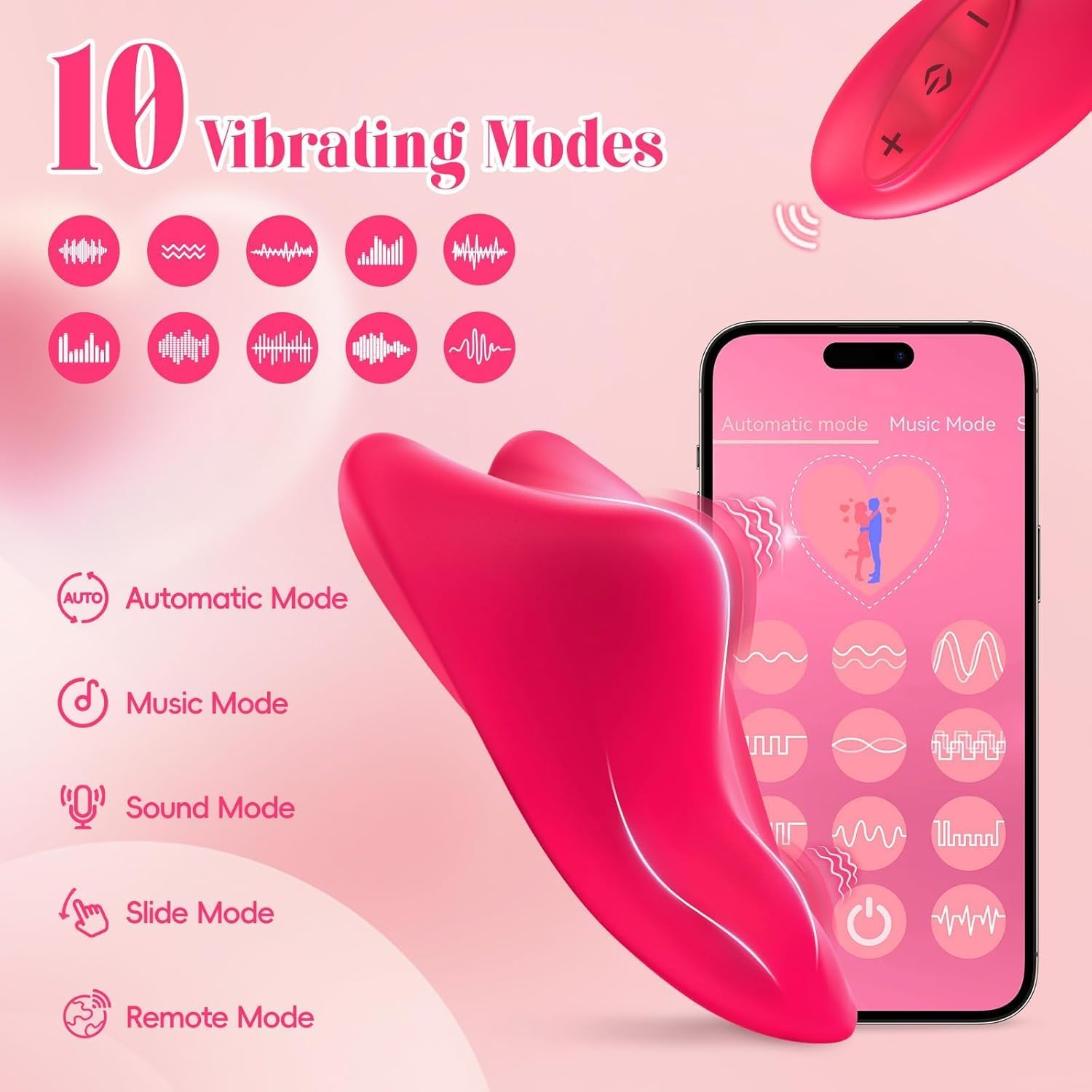 LONZYON Remote Control Vibrator Couples Sex Toys, App Cellphone Wearable Couple Vibrator with Remote, Vibrating Panties with 10 Vibration Settings, Mini Bullet Vibrator for Women (Pink) image number 4