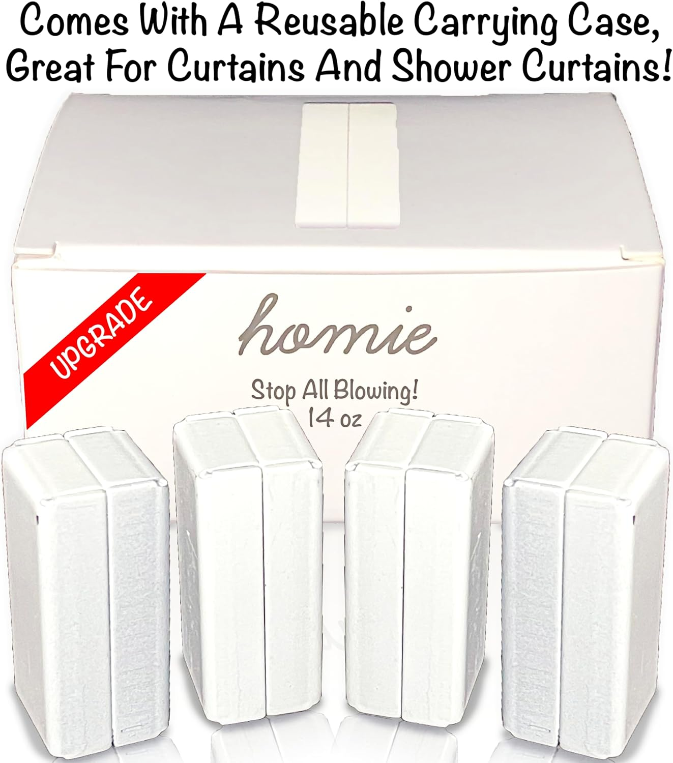 Magnetic Curtain Weights 8 Pack of Waterproof Magnets + Carrying Case, Great Home Decor for Bathroom, Shower, Liner, Drapery, and Sheer, Clip on Bottom, Heavy Duty Works Outdoor to Stop Wind (White)