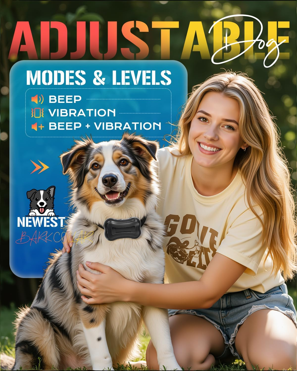 Mosiller Dog Bark Collar, No Shock anti Barking Collar for Small Medium Large Dogs, Vibration Dog Training Collar to Decrease Barking, anti Barking Device with 4 Training Modes, 7 Sensitivity Levels image number 6