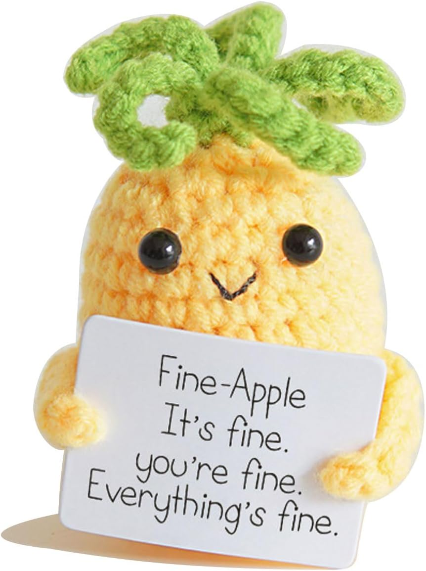 CIBBALIY Mini Knit Pineapple Yarn Christmas Ornament Handmade Crochet Pear with Card for Holiday Home Party Decoration Gifts