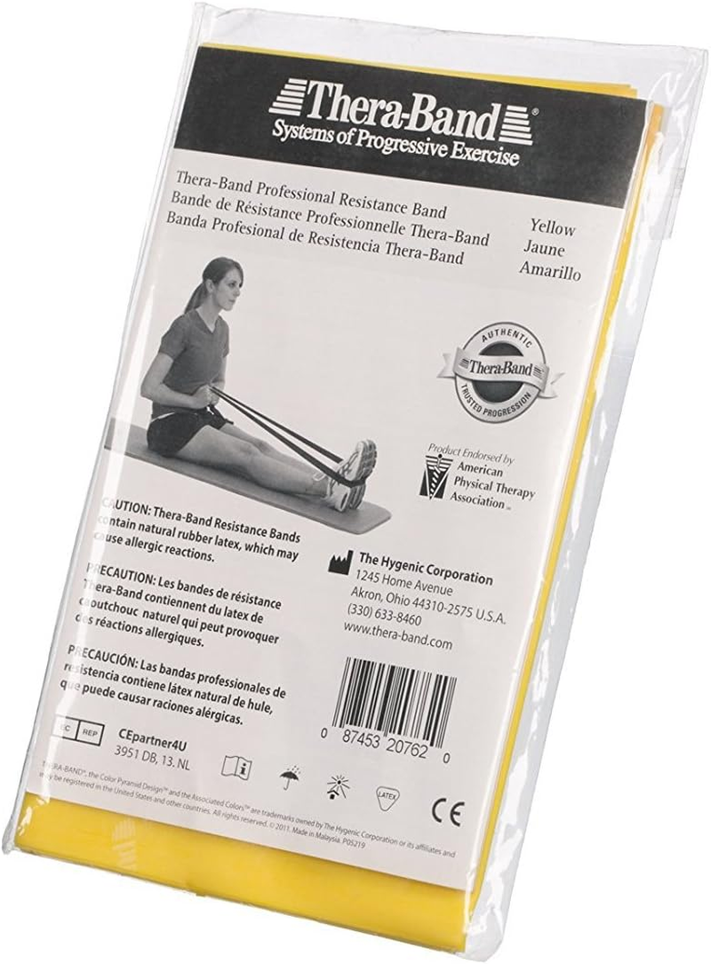 Theraband Resistance Bands - Bulk Pack of 30-1.5M Length - for Upper & Lower Body & Core Exercise - Yellow - 3.0/1.3 Pounds/Kilo of Force at 100% Elongation