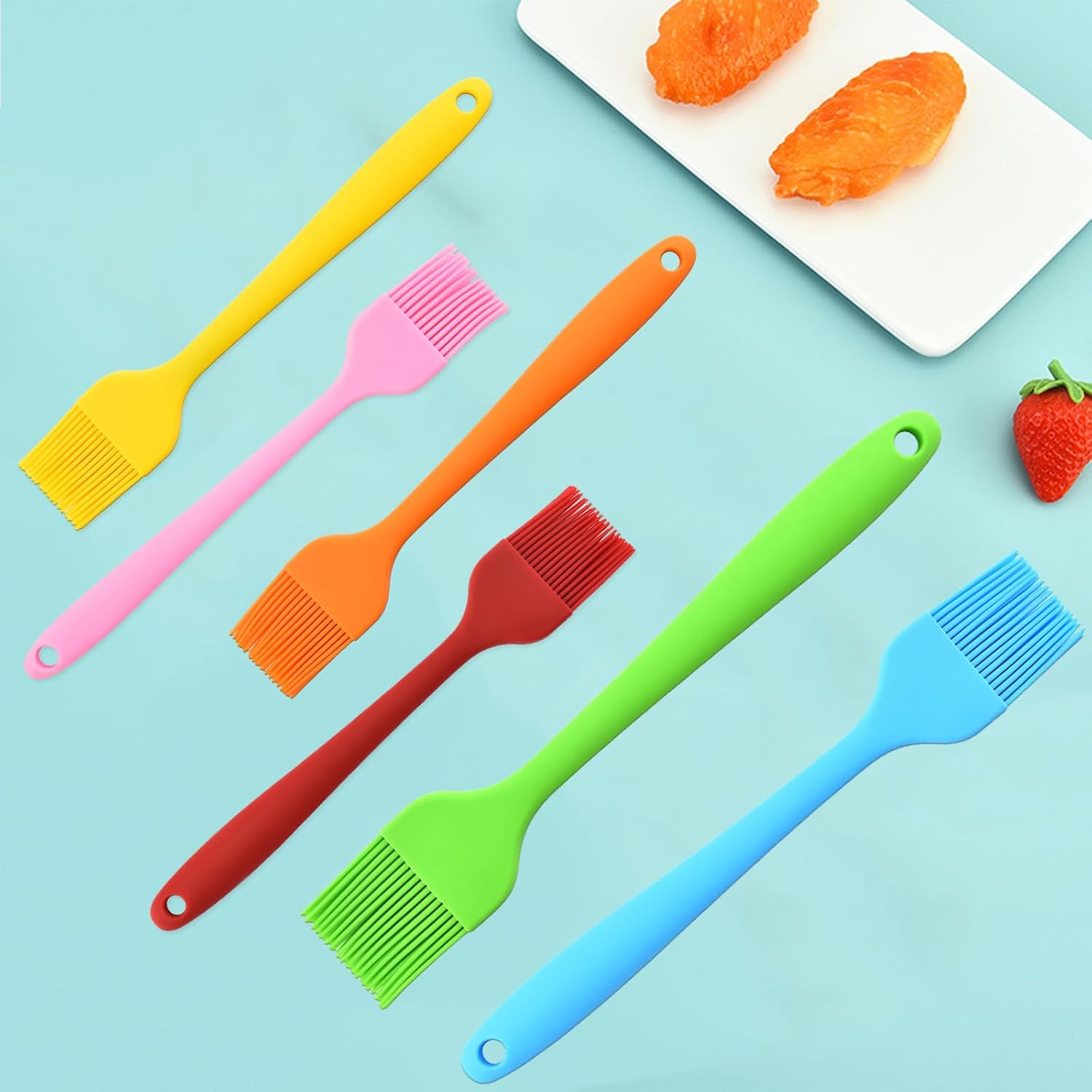 Silicone Basting Pastry Brush, 6PCS Heat Resistant Food Brush Spread Oil Butter Sauce for BBQ Grill Baking Kitchen Cooking (2 Large, 4 Small) image number 2