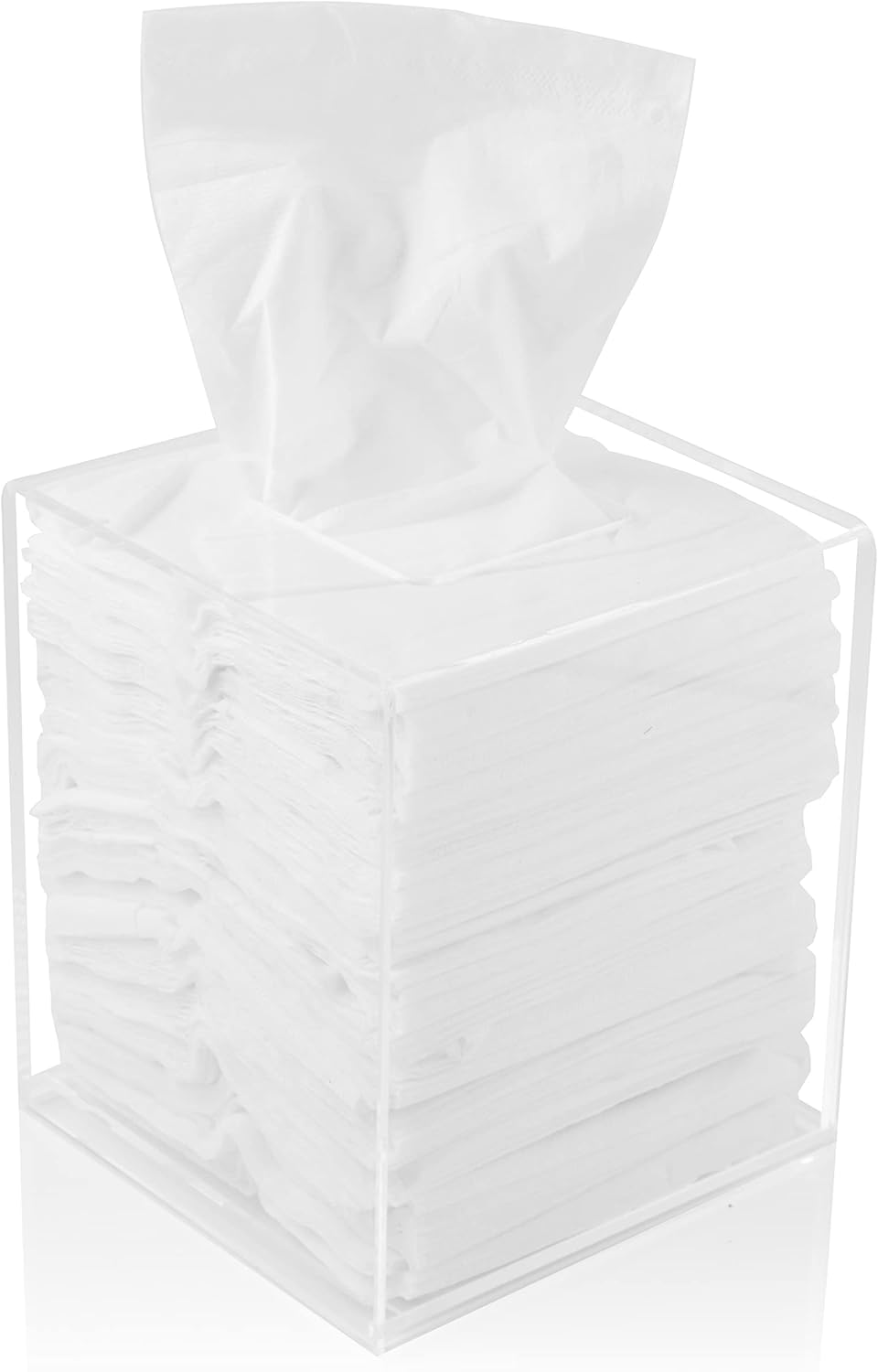 Acrylic Tissue Box Holder, Clear Tissue Box Dispenser for Facial Tissue, Napkins, Dryer Sheets. Perfect Cover for Bathroom, Desks, Countertops, Vanity, Bedroom, Night Stands (Rectangle, Marble)