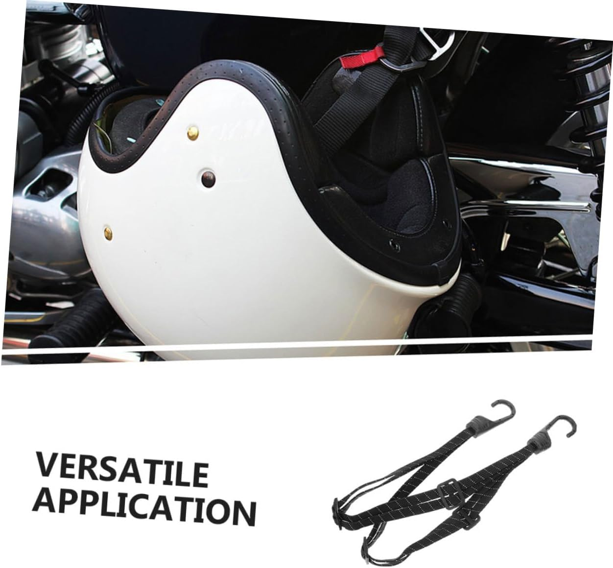 GOOHOCHY 2Pcs Adjustable Elastic Motorcycle Helmet Luggage Straps with Hooks Rubber Bungee Cord for Bike Bicycle Outdoor Travel Retractable and Secure Fastening image number 2