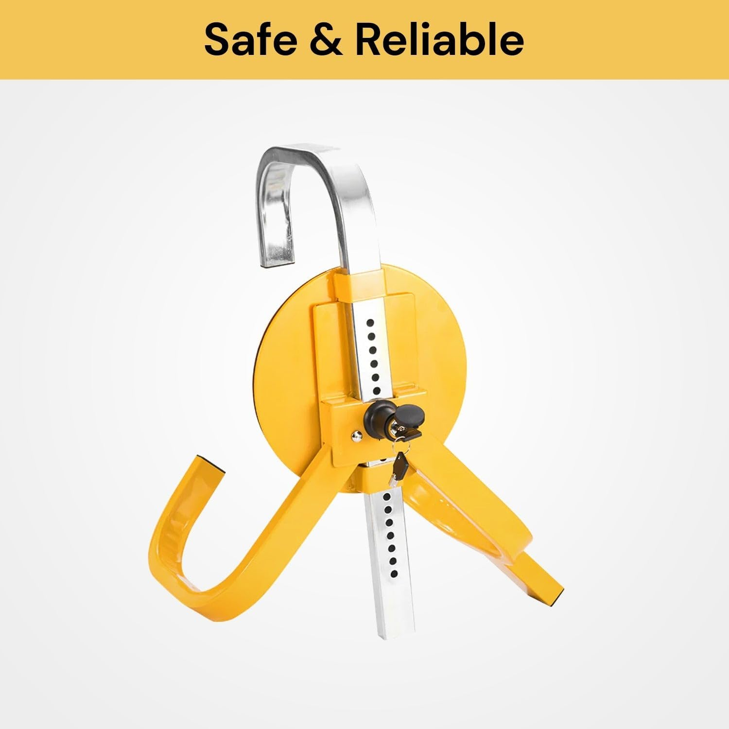 EZONEDEAL Wheel Clamp Wheel Lock Trailer Lock Extendable Heavy Duty 13" - 15" Steel Car Van Safety anti Theft Deterrent for Caravan Trailer Cars Small Wheel with 2 Keys image number 1