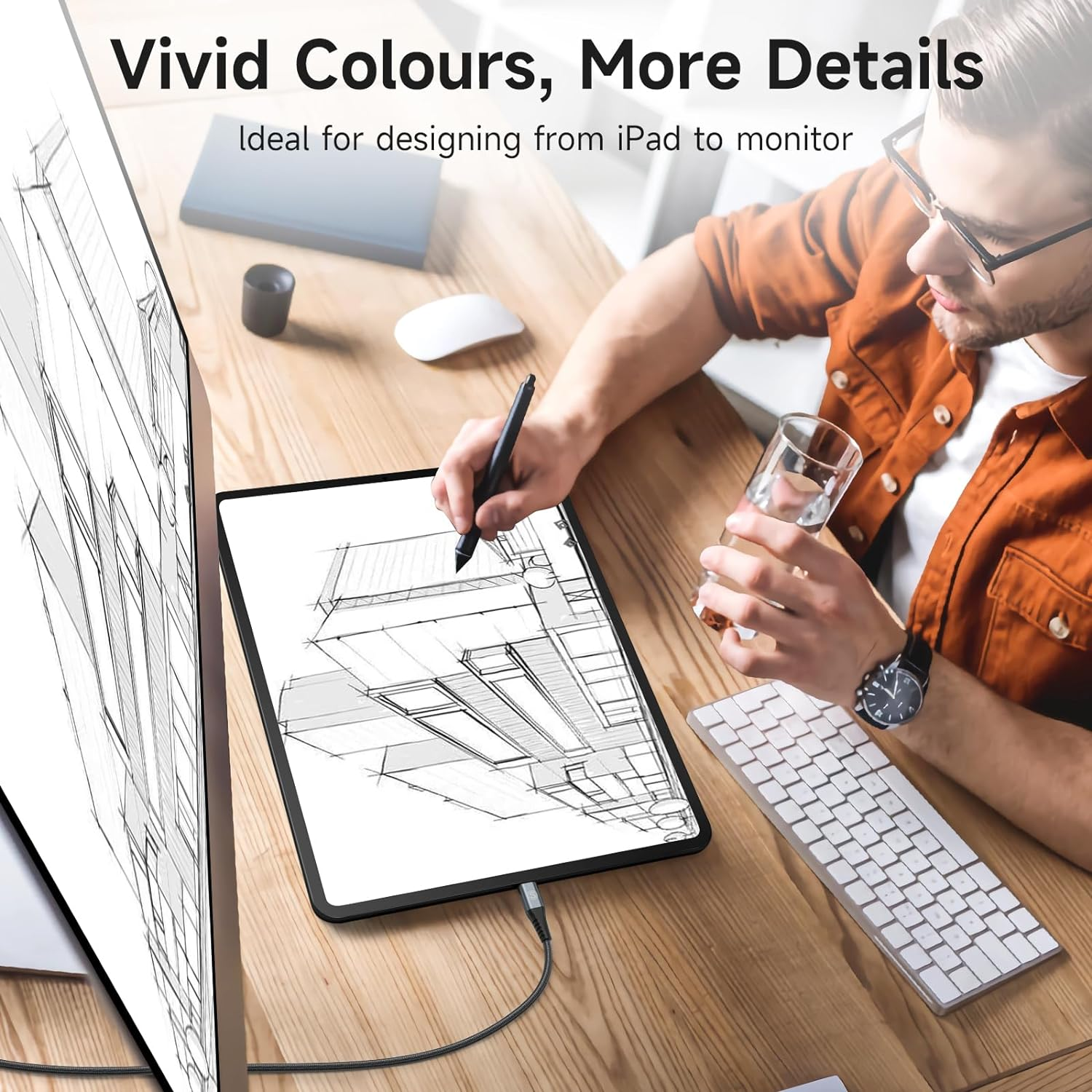 USB-C to HDMI Cable 1M, Sweguard Type C to 4K HDMI Cord Compatible with Iphone 16 15 Pro Max Macbook Ipad Pro Imac,Surface Book,Chromebook Pixel Yoga 920,Samsung Galaxy S24 S23 S22 S21 S20 S10 S9 S8+ image number 3