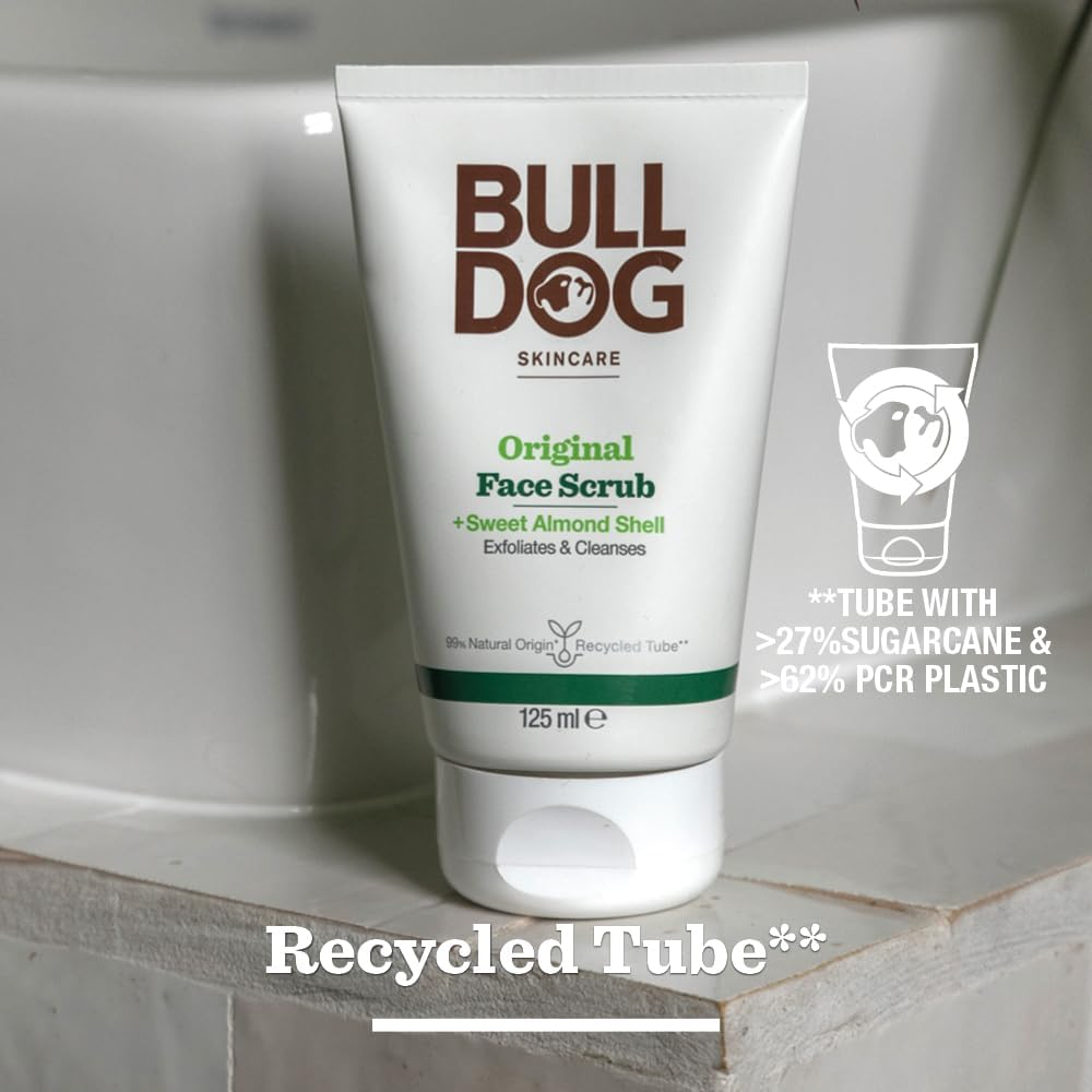 Bulldog Skincare for Men Original Face Scrub, Smooth and Deeply Cleanse Skin, with Aloe Vera, Camelina Oil and Green Tea, 125Ml (Pack of 2) image number 4