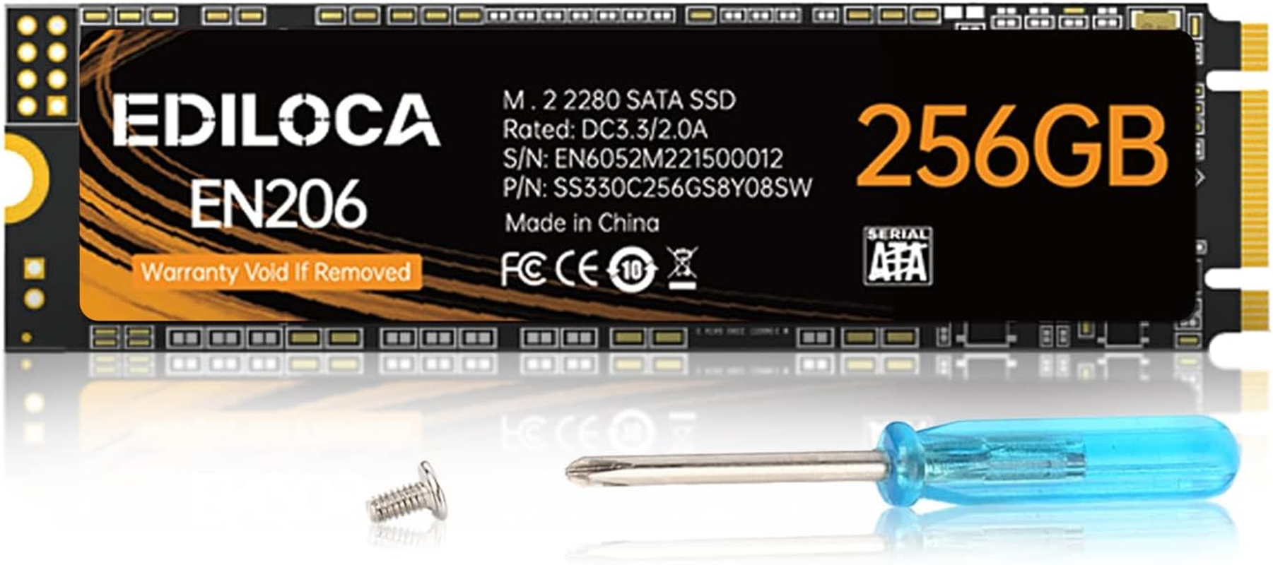 EN206 256GB 3D TLC NAND Flash M.2 SSD, M.2 2280 SATA III 6Gb/S SSD Internal Hard Drive, Read/Write Speed up to 550/460 Mb/S, Compatible with Ultrabooks, Tablet Computers and Mini Pcs image number 3