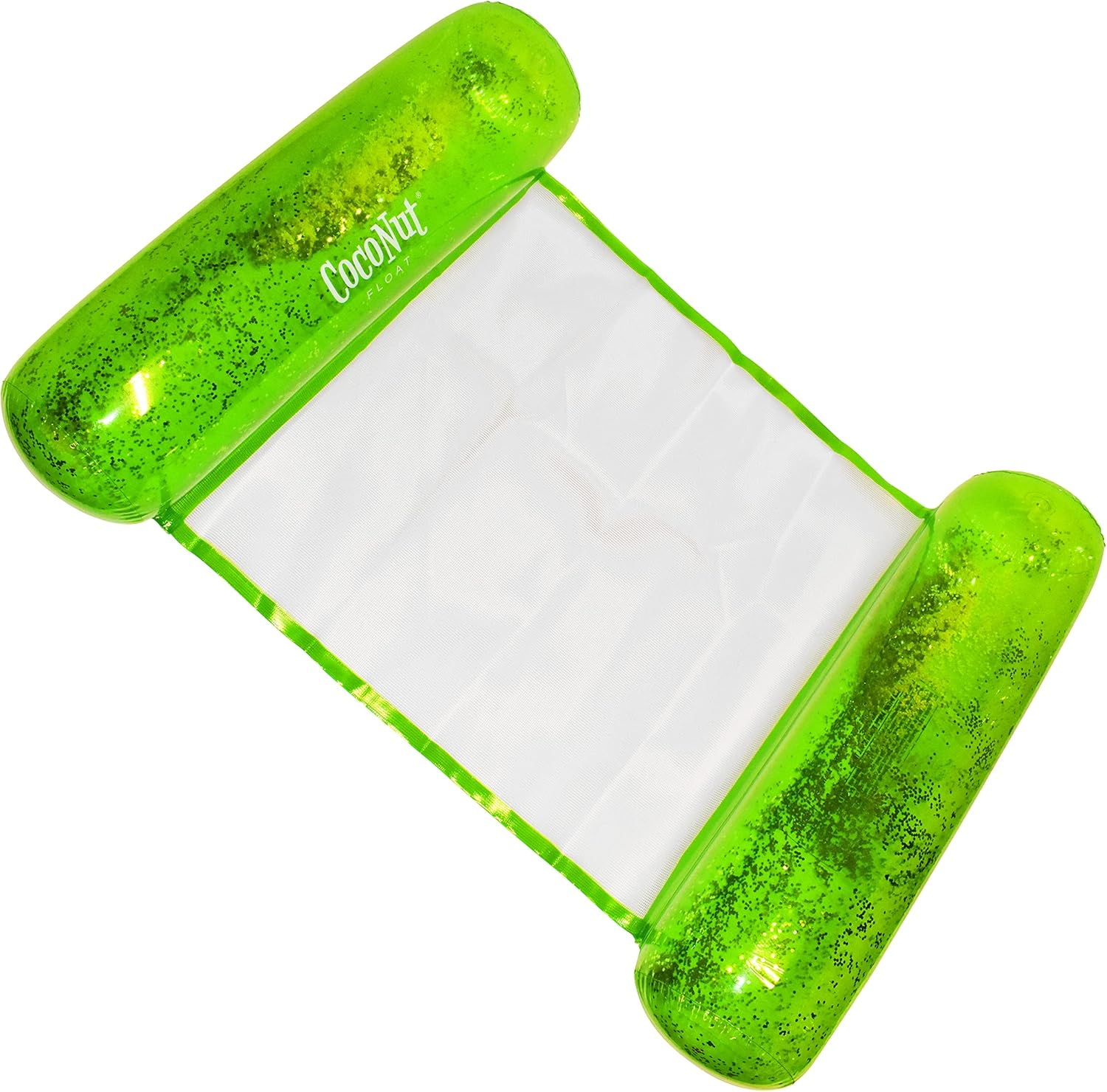 Coconut Float Glitter Hammock Pool Loungers - Adult Size Multi-Purpose Inflatable Drifter, Exercise Saddle & Lounge Chair - Versatile Ride-On for Summer & Swim Parties