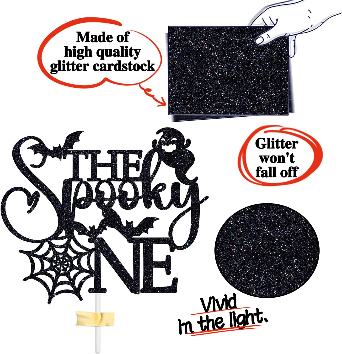 The Spooky One Cake Topper, Our Little Boo Is One/Ghost Bat Cake Decor for Kids, Halloween Baby'S 1St Birthday Party Decorations Supplies for Boy Girl image number 6