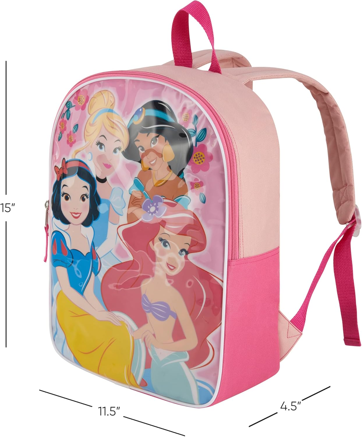 Disney Backpack for Kids 15&rdquo; | Awesome Bookbag for Girls | Padded Straps & Large Zip Compartment Back to School Supplies image number 2