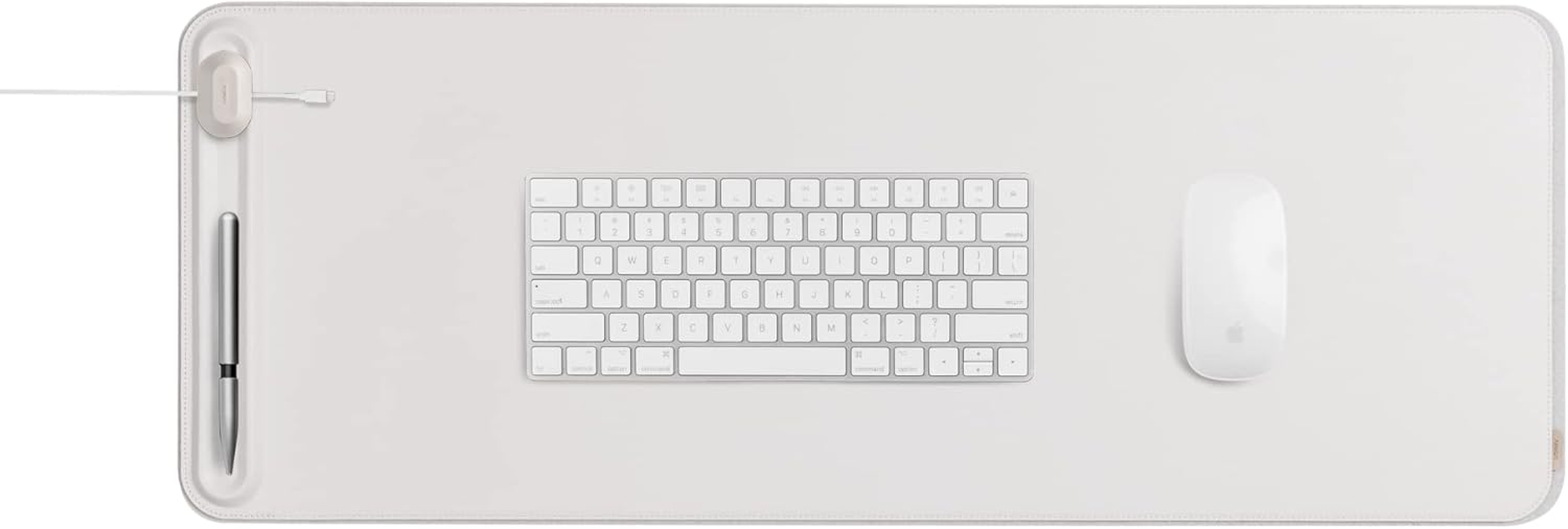 Orbitkey Desk Mat Slim | Made from Premium Vegan Leather and Recycled PET Felt | Document Hideaway | Magnetic Cable Holder, Stone image number 3