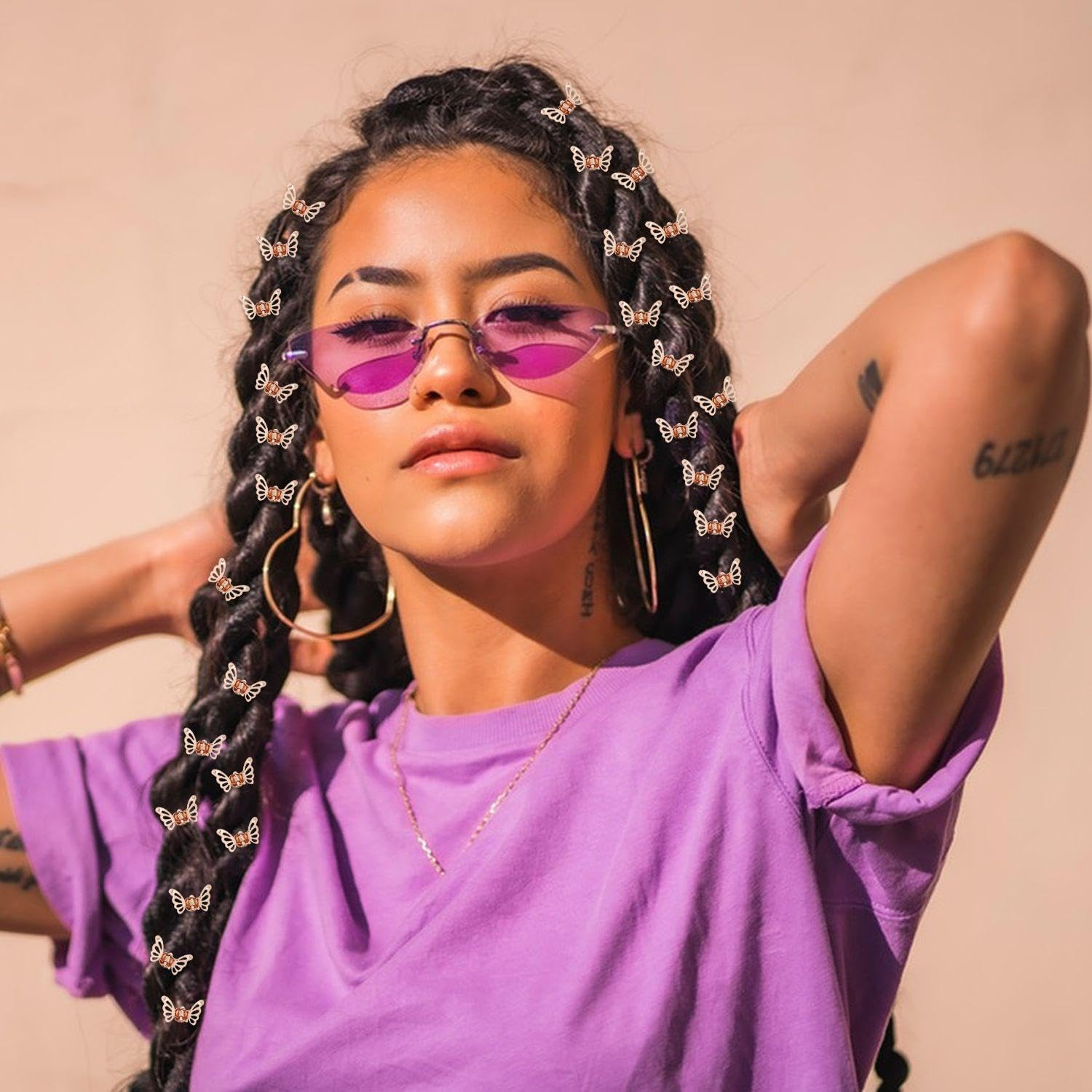 50 Pieces Butterfly Hair Clips Mini Hair Clips Hairstyle Decoration Hair Clips Metal Hair Clips Cute Women Hair Accessories image number 2