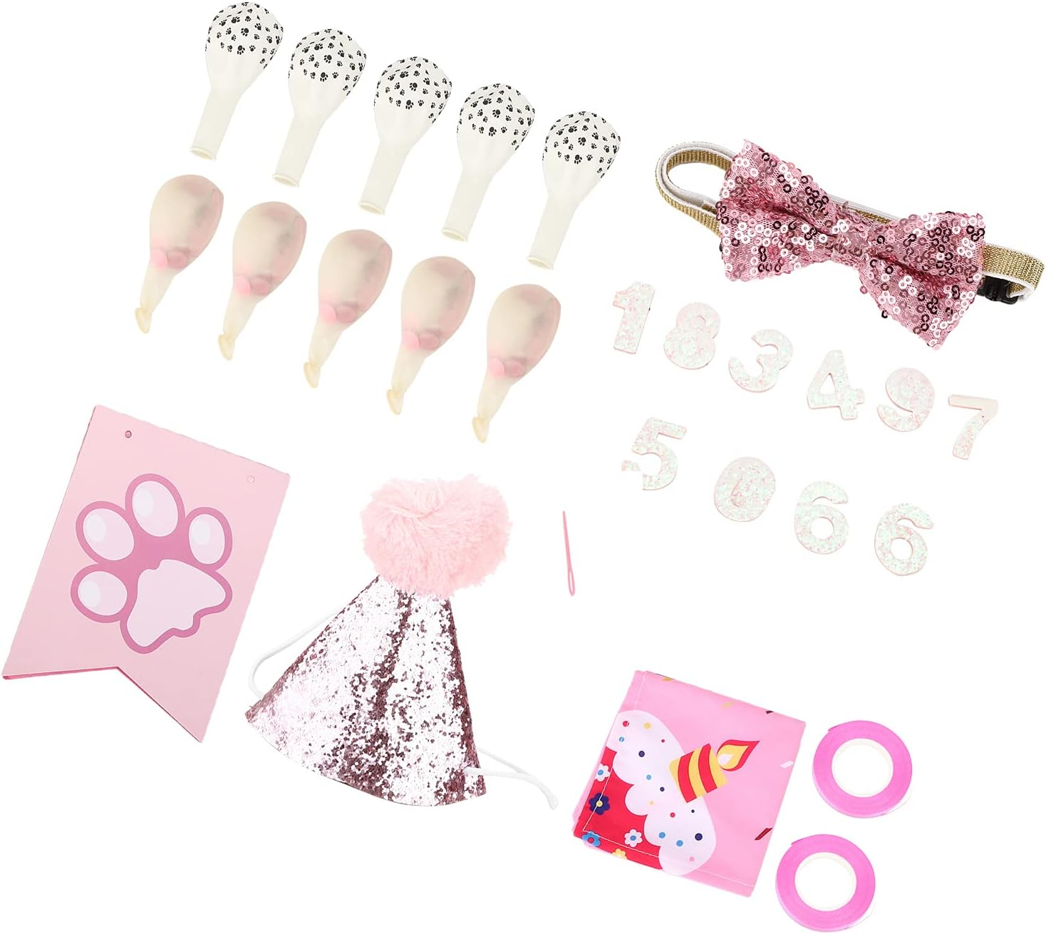 Dog Birthday Party Supplies,Dog Birthday Decoration Set - Dog Party Outfits with Scarf, Flags, and Hat for Pet Birthday Parties image number 3