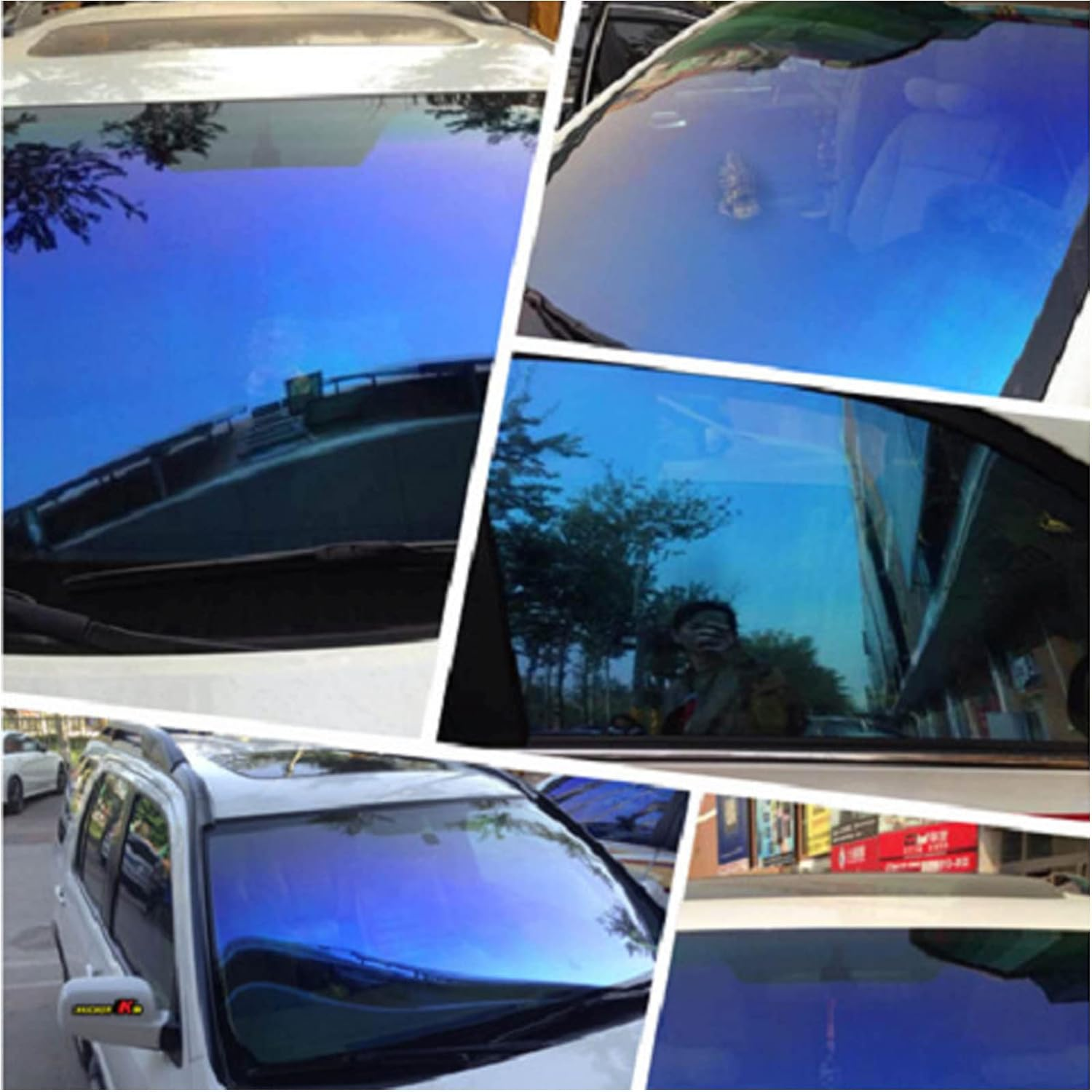 ASENDIWAY Chameleon Window Tint Film for Cars, Car Window Tint Dark Blue Solar Protection Film Scratch Resistant 65% VLT Windshield Sun Shade Heat & UV Block image number 2