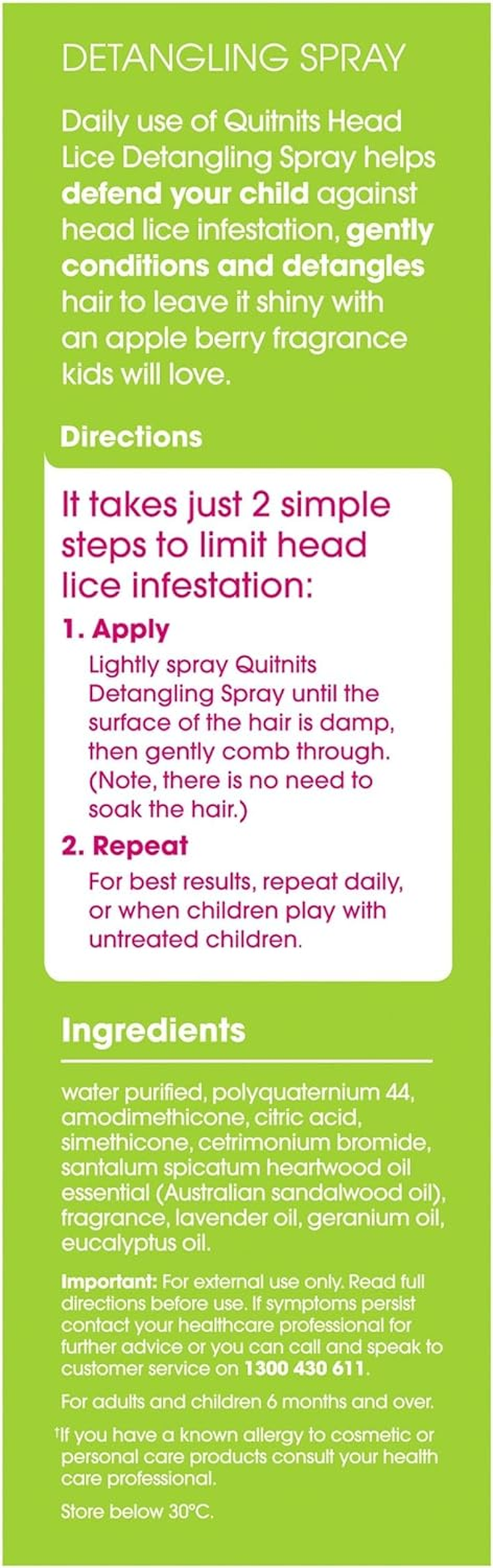 Quitnits Detangling Spray 150 Ml image number 1