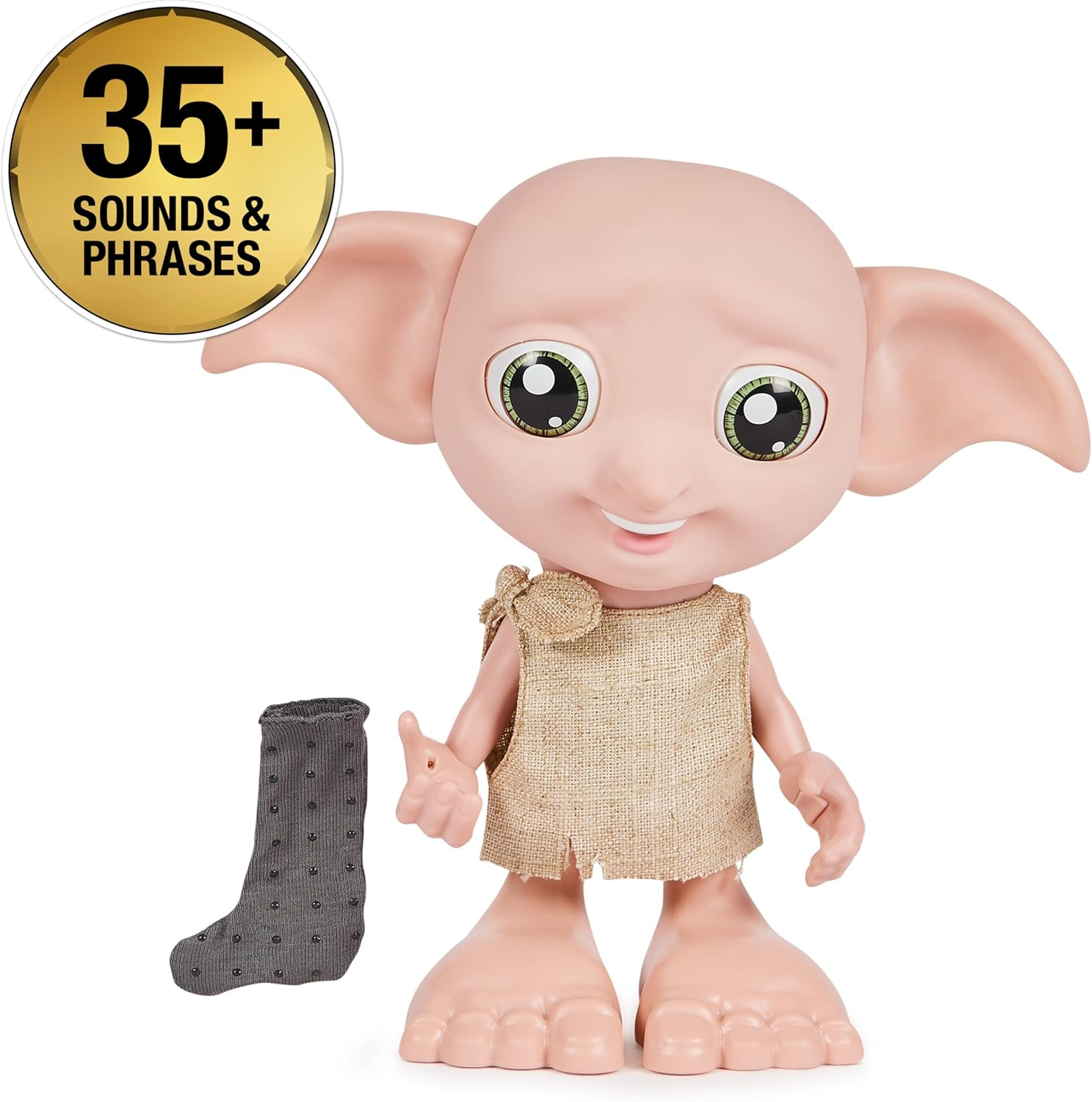 Wizarding World Harry Potter, Interactive Magical Dobby Elf Doll with Sock, over 30 Sounds & Phrases, 8.5-Inch, Kids Toys for Ages 6 and Up image number 6