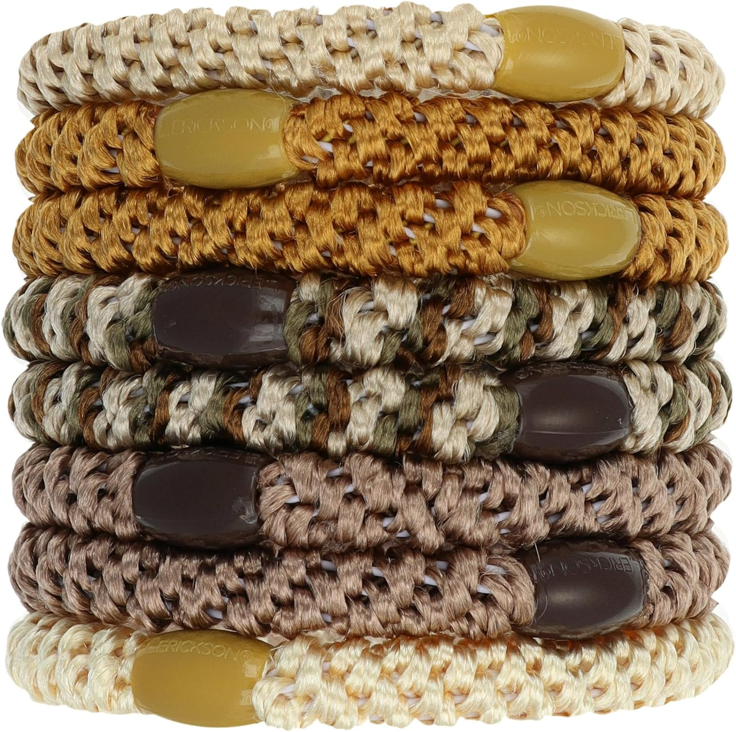 Beige and Brown Hair Ties for Thick Hair, Grab & Go Ponytail Holders, 8 Pack, Oatmeal, Thick No-Crease Bands with Strong Hold, Damage-Free Design, Warm Neutral Blend | L. Erickson - Lily Pad image number 4